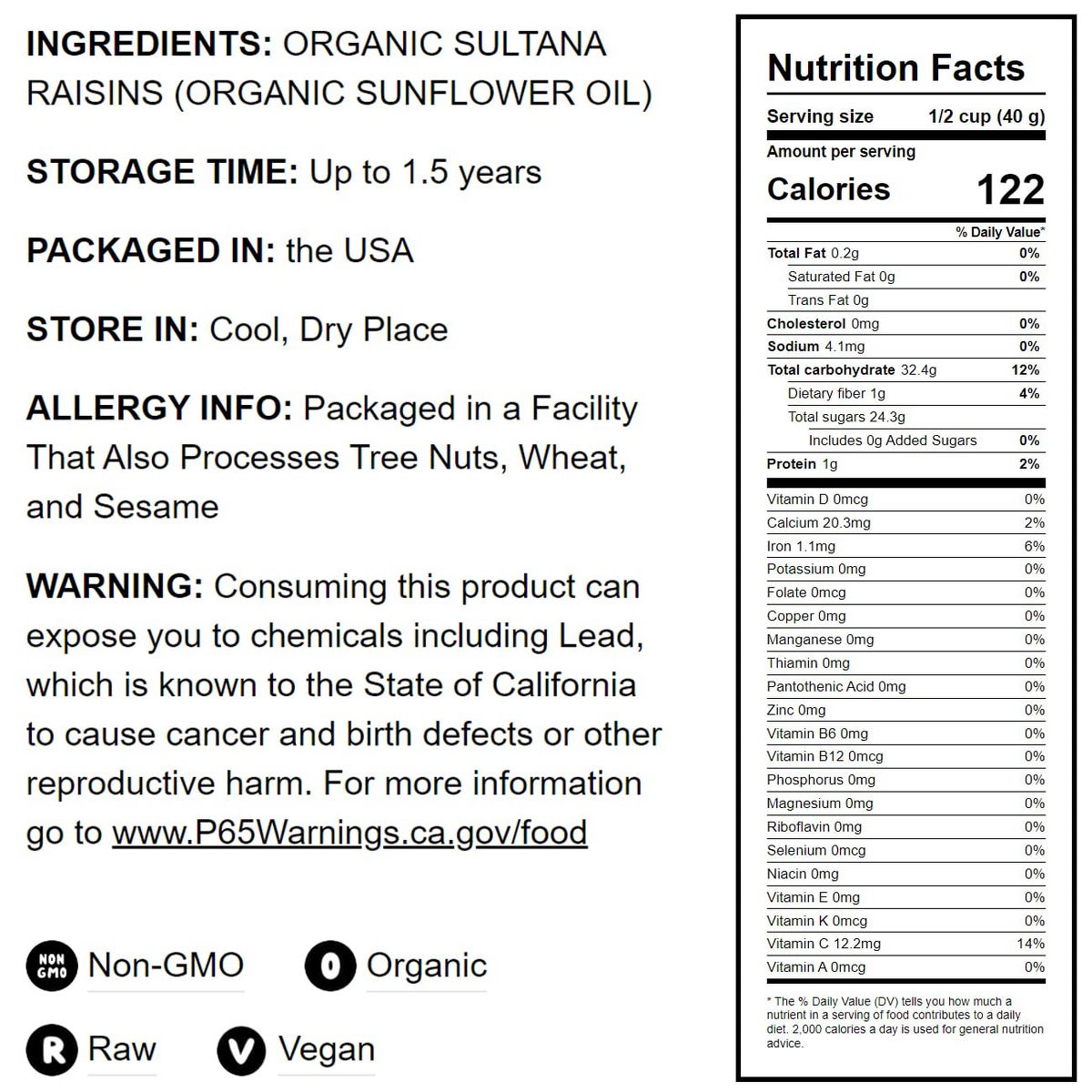 Pasas Sultanas Orgánicas - Sin OGM, Sin Azúcar Añadida, Sin Sulfitos, Ligeramente Cubiertas con Aceite de Girasol Orgánico, Veganas, a Granel. - Imagen 3