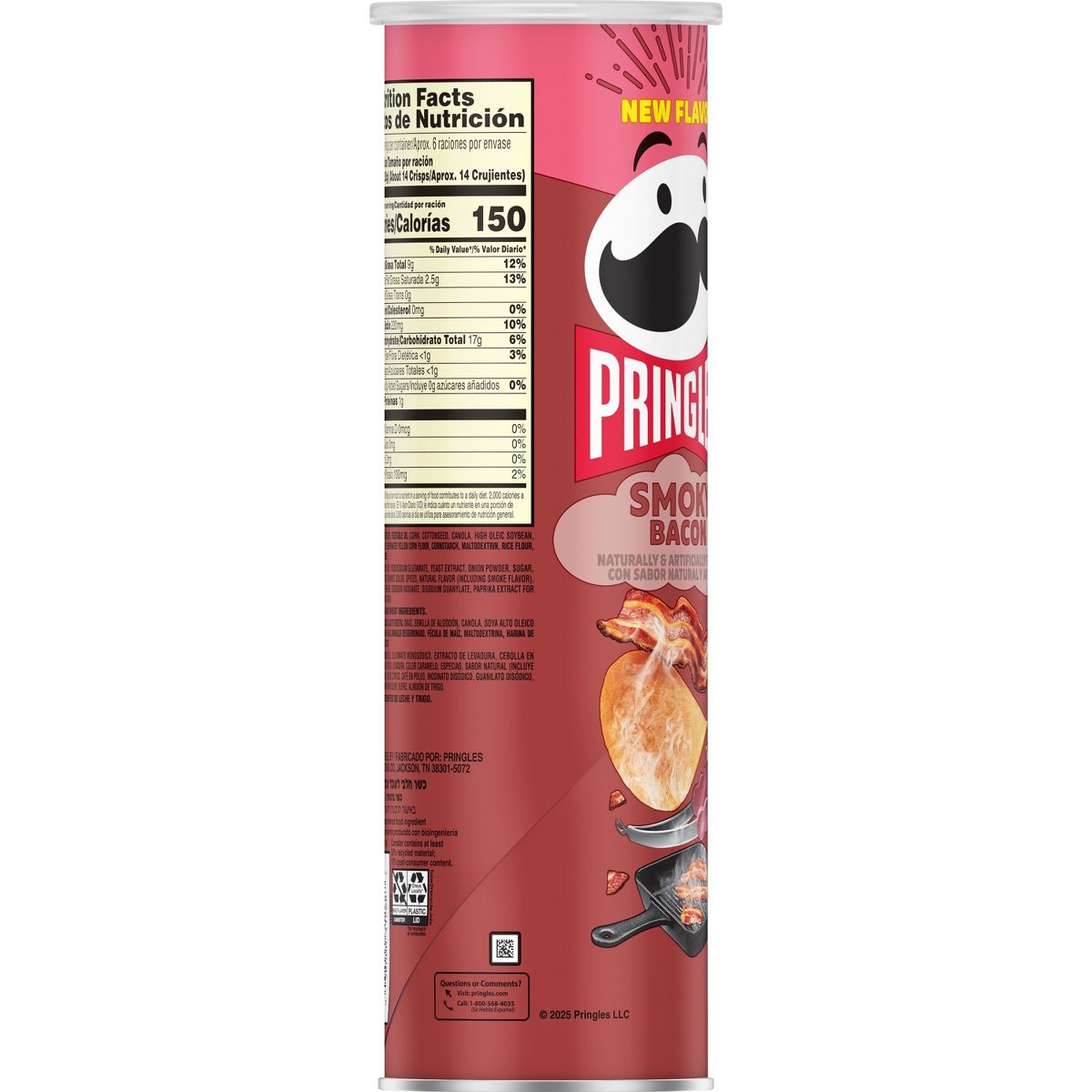 Pringles Super Stack Papas Fritas Sabor Tocino Ahumado - 5.5 oz - Imagen 3
