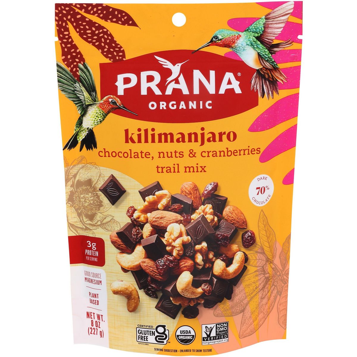 Mezcla de frutos secos Prana Organic Kilimanjaro con chocolate, nueces y arándanos - 8 oz - Paquete de 6 - Imagen 3