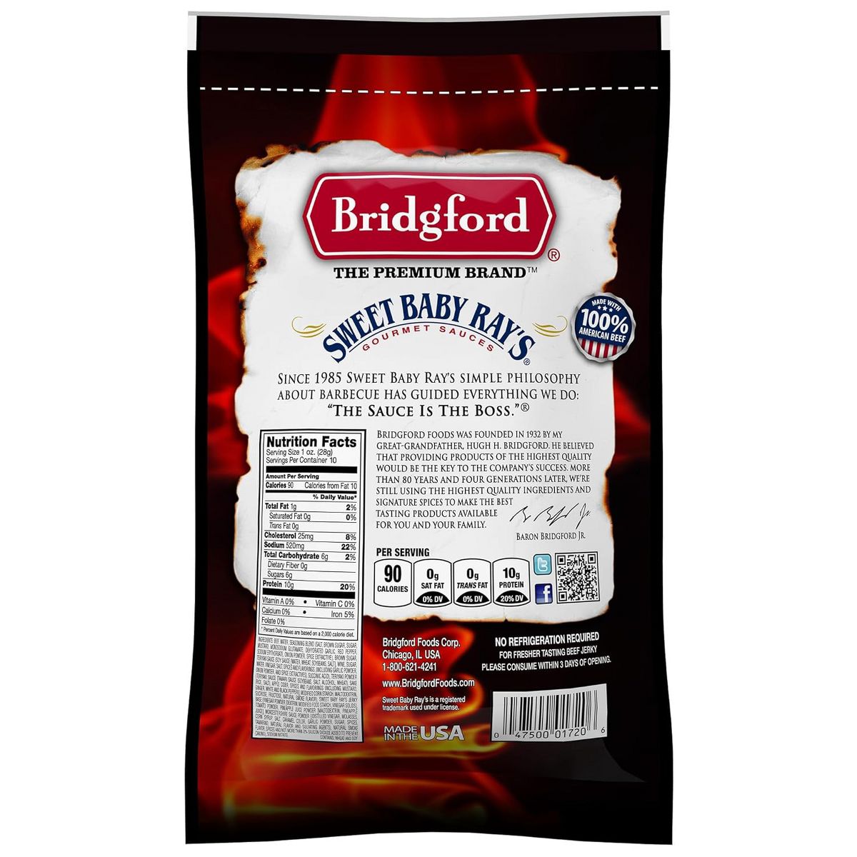 Bridgford Sweet Baby Ray’s Cecina de Res Sabor Teriyaki Dulce 10 oz - Cecina de Res con Alto Contenido de Proteína, Ideal para Bocadillos en Movimiento y Estilos de Vida Ocupados - Imagen 3