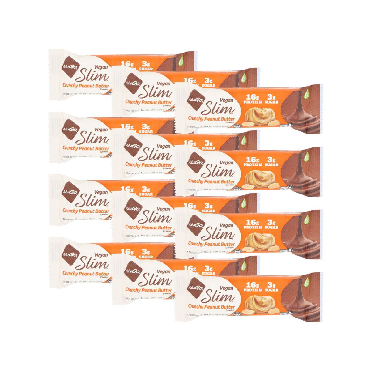 Nugo Vegan Slim Crunchy Peanut Butter Protein Bar - 12 barras, 1.59 oz