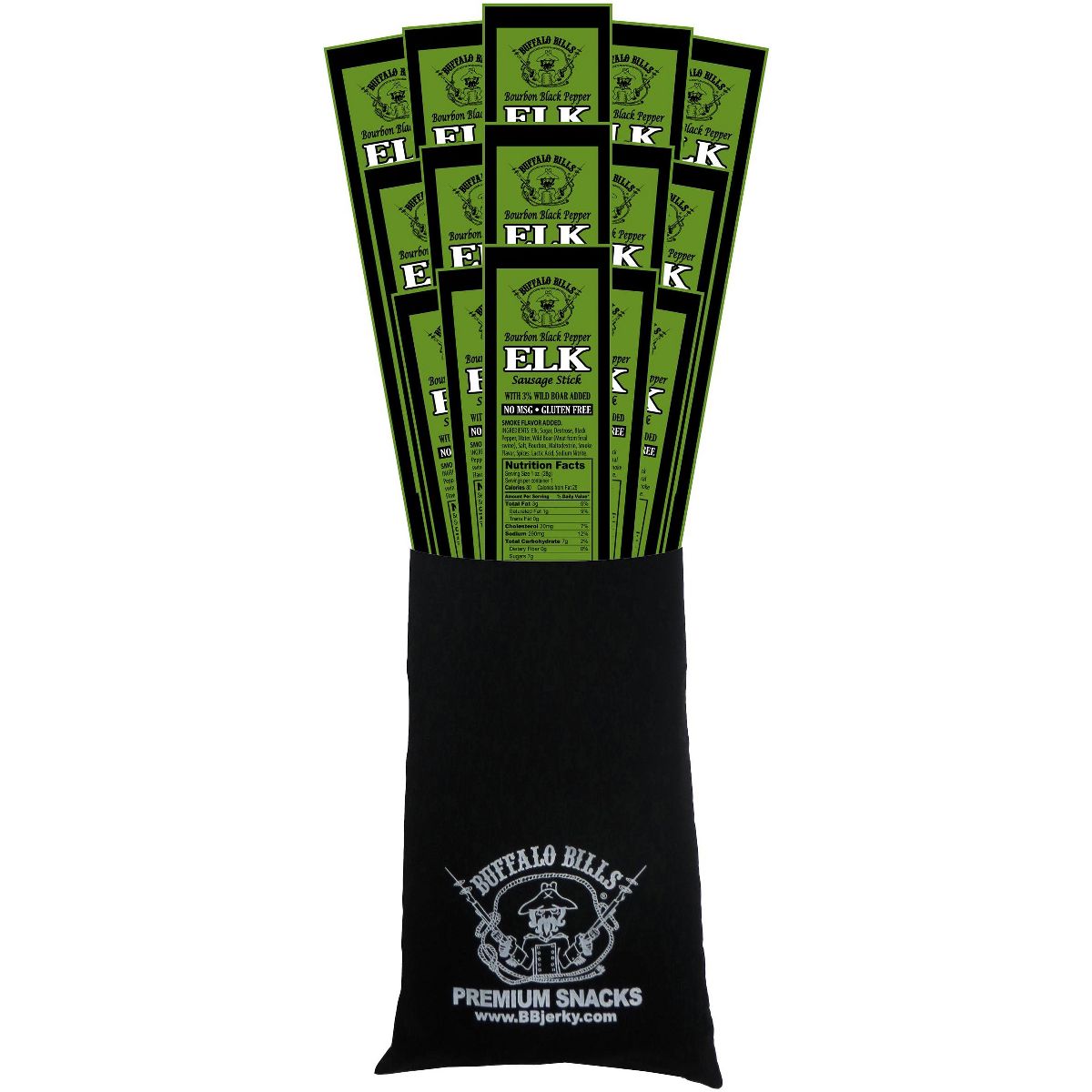 Bolsa de Regalo de Terciopelo Negro Buffalo Bills con 15 Palitos de Alce (15 palitos de alce de 1 oz envueltos) - Imagen 2