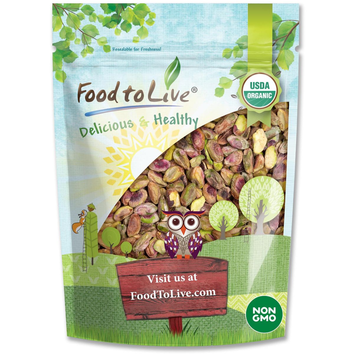 Pistachios Orgánicos Crudos - Sin OGM, Kosher, Sin Cáscara, Granel - Imagen 2