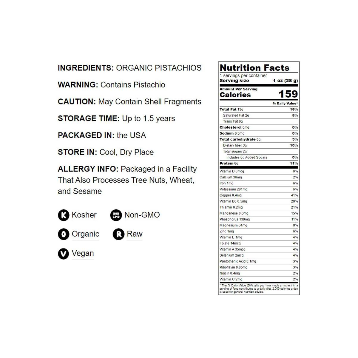 Pistachios Orgánicos Crudos - Sin OGM, Kosher, Sin Cáscara, Granel - Imagen 5