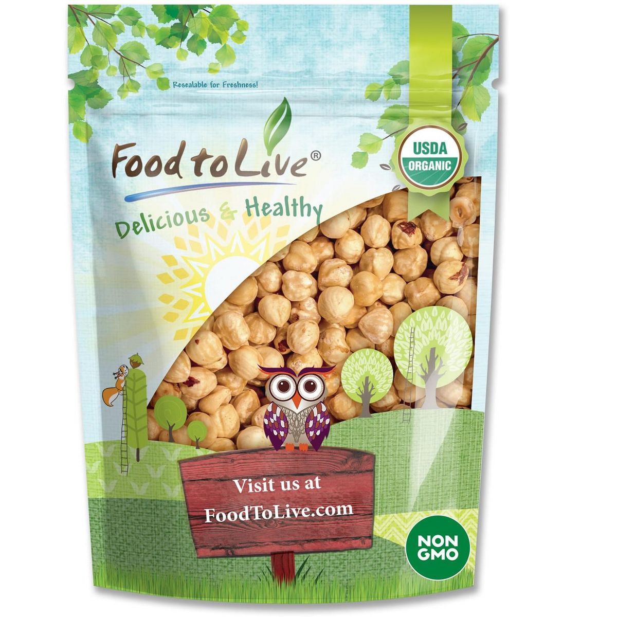 Nueces de avellana orgánicas tostadas en seco y peladas con sal del Himalaya - por Food To Live - Imagen 3