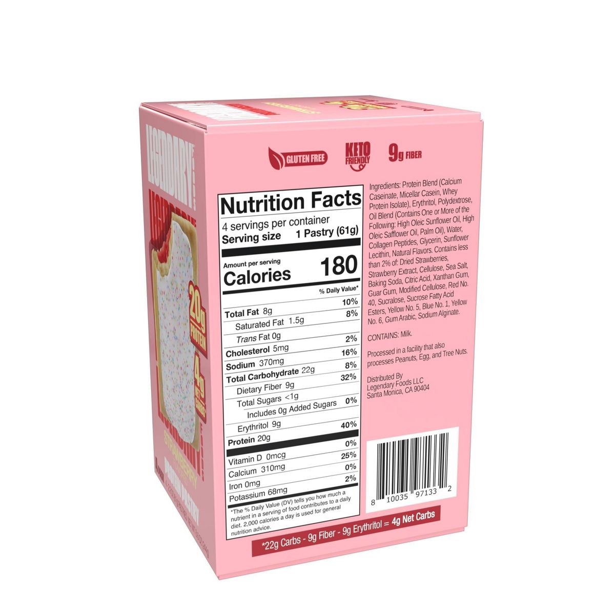 Legendary Foods Gluten Free y Keto Friendly Pastelería Proteica - Fresa - 8.6 oz/4 ct - Imagen 7