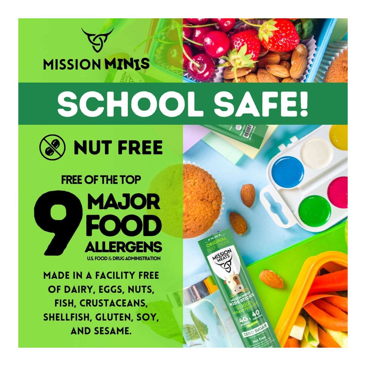 Mission Meats Kids Beef Sticks – 100% Alimentado con Pastura y Criado en Pastizales, Botanas Saludables para Niños y Pequeños, Sin Azúcar, Envuelto Individualmente, 0.5oz (24ct) - Imagen 3