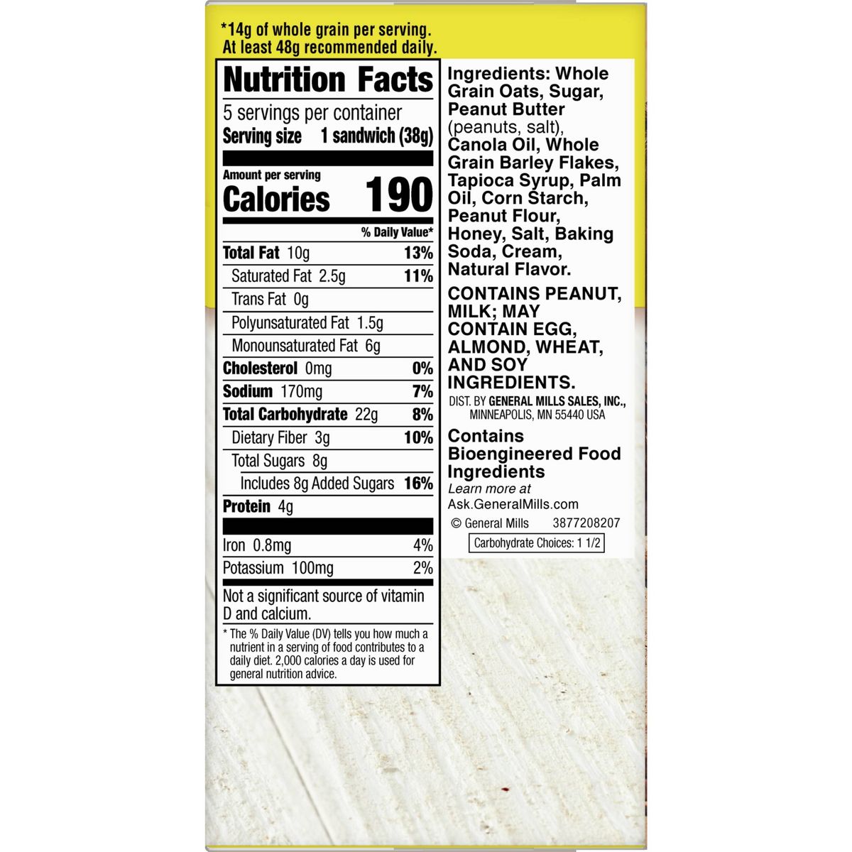 Galletas de Mantequilla de Cacahuate Nature Valley - 1.35 oz / 5 ct - Imagen 3