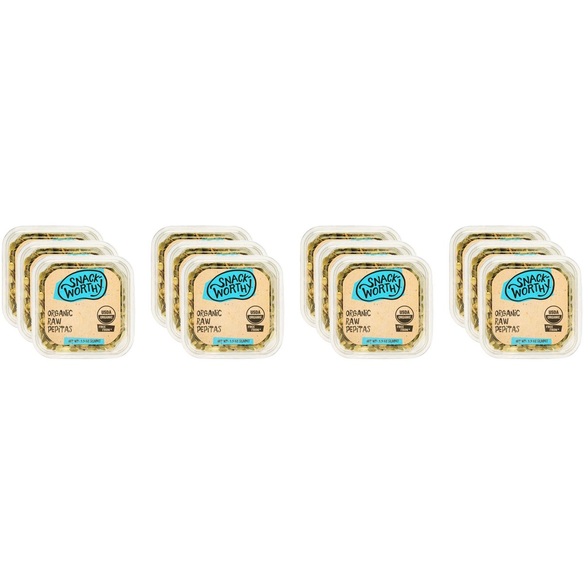 Snackworthy Pepitas Crudas Orgánicas - Paquete de 12 - 9.9 OZ
