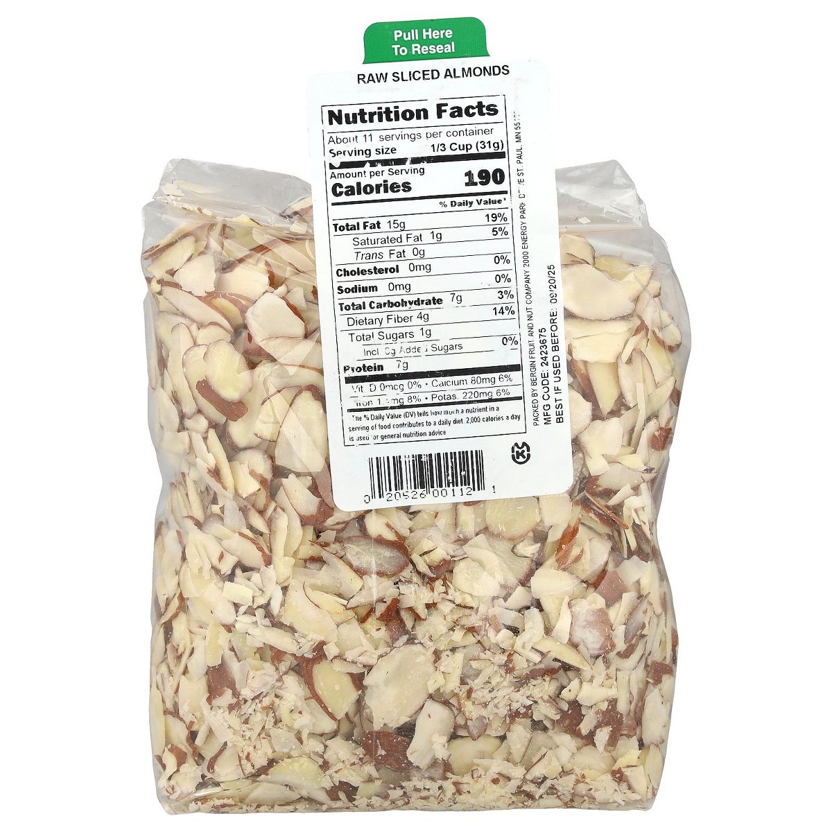 Bergin Fruit and Nut Company Almendras Fileteadas Crudas, 12 oz (340 g) - Imagen 3