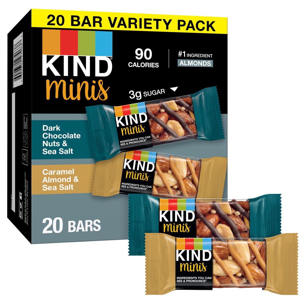 KIND Minis Chocolate Oscuro y Almendra con Caramelo - 14 oz/20 ct - Imagen 2