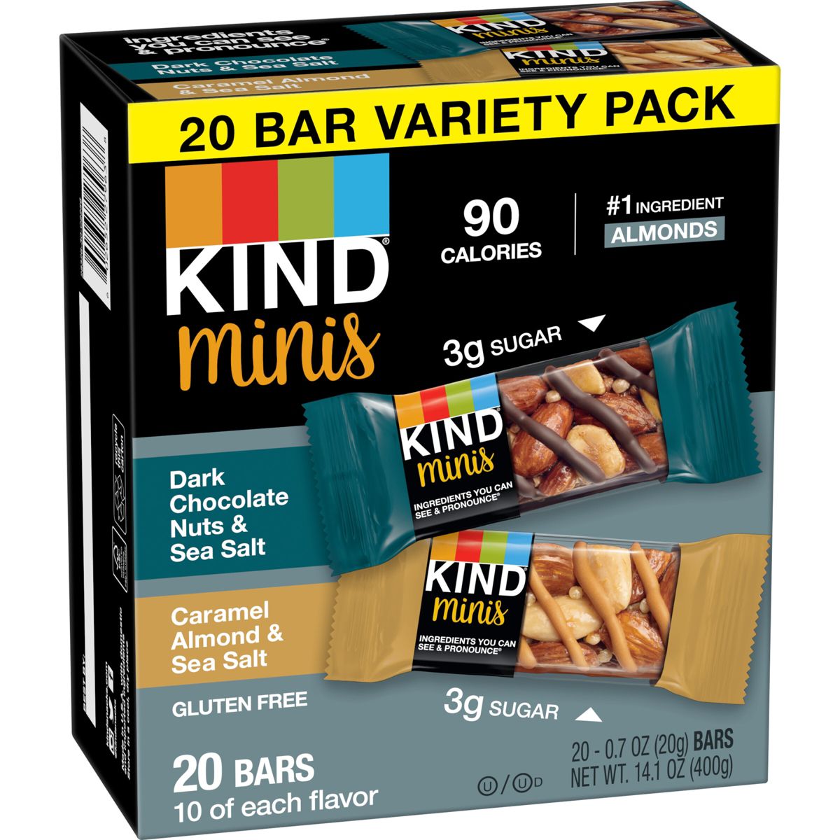 KIND Minis Chocolate Oscuro y Almendra con Caramelo - 14 oz/20 ct - Imagen 4