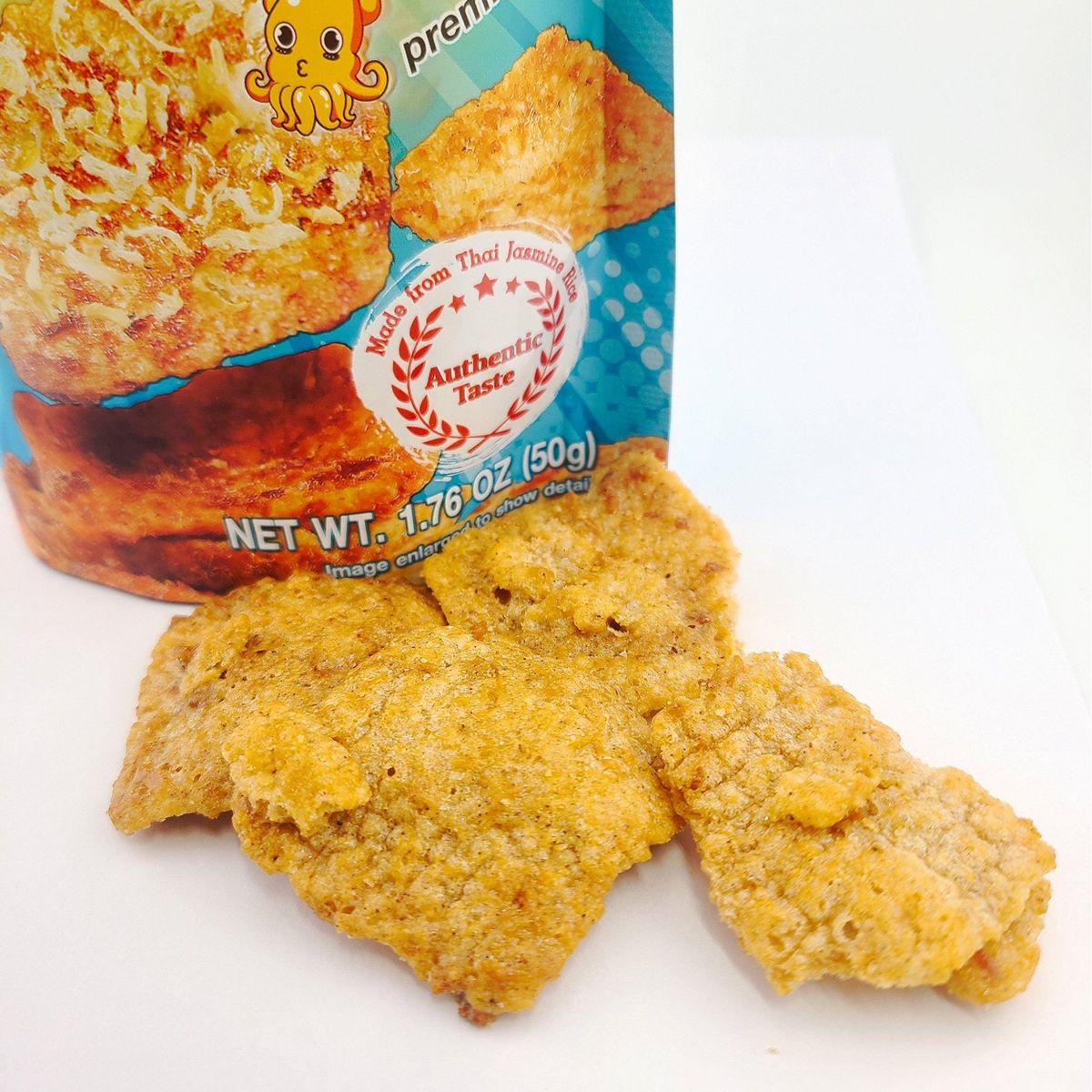 Galleta de Arroz Chao Sua con Mechado de Calamar Asado Sabor Chile Dulce, Horneada 1.76 oz (Paquete de 2) - Imagen 5