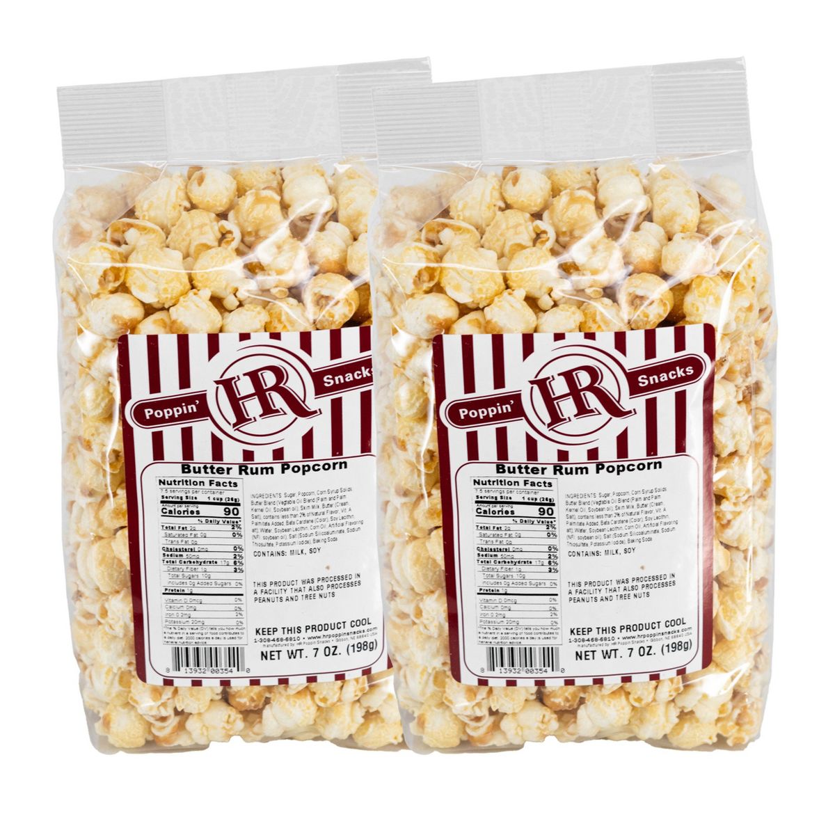 HR Poppin' Snacks 8 oz Palomitas de Mantequilla con Ron - Paquete de 2