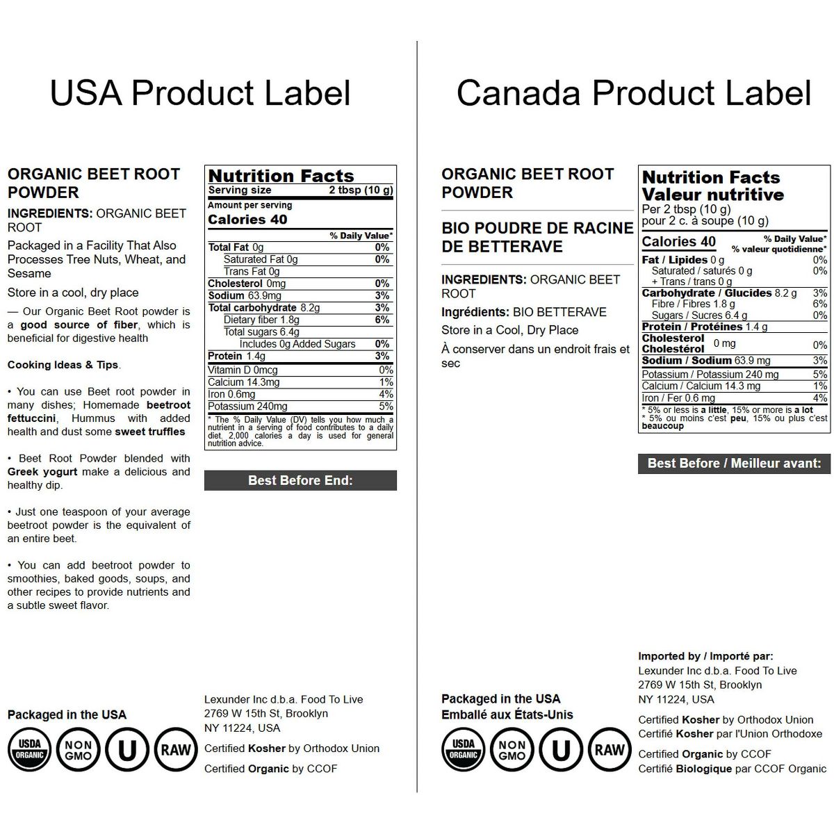 Polvo de Raíz de Betabel Orgánico - por Food To Live - Imagen 3