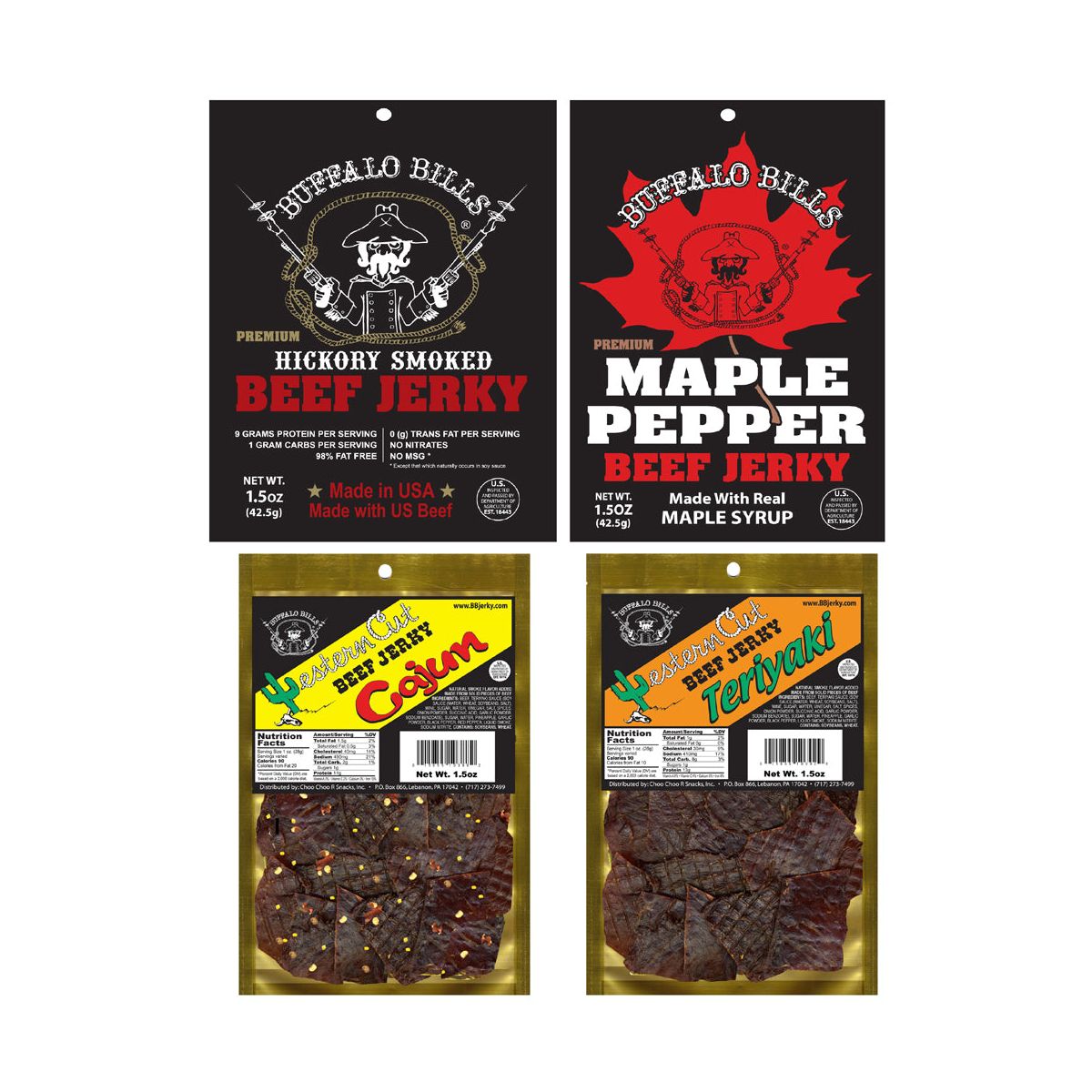 Muestreador de Carne Seca Buffalo Bills, 12 Piezas, Enfriador de Regalo Negro, Paquete de 6 (12 bolsas surtidas de 1.5 oz cada una) - Imagen 4