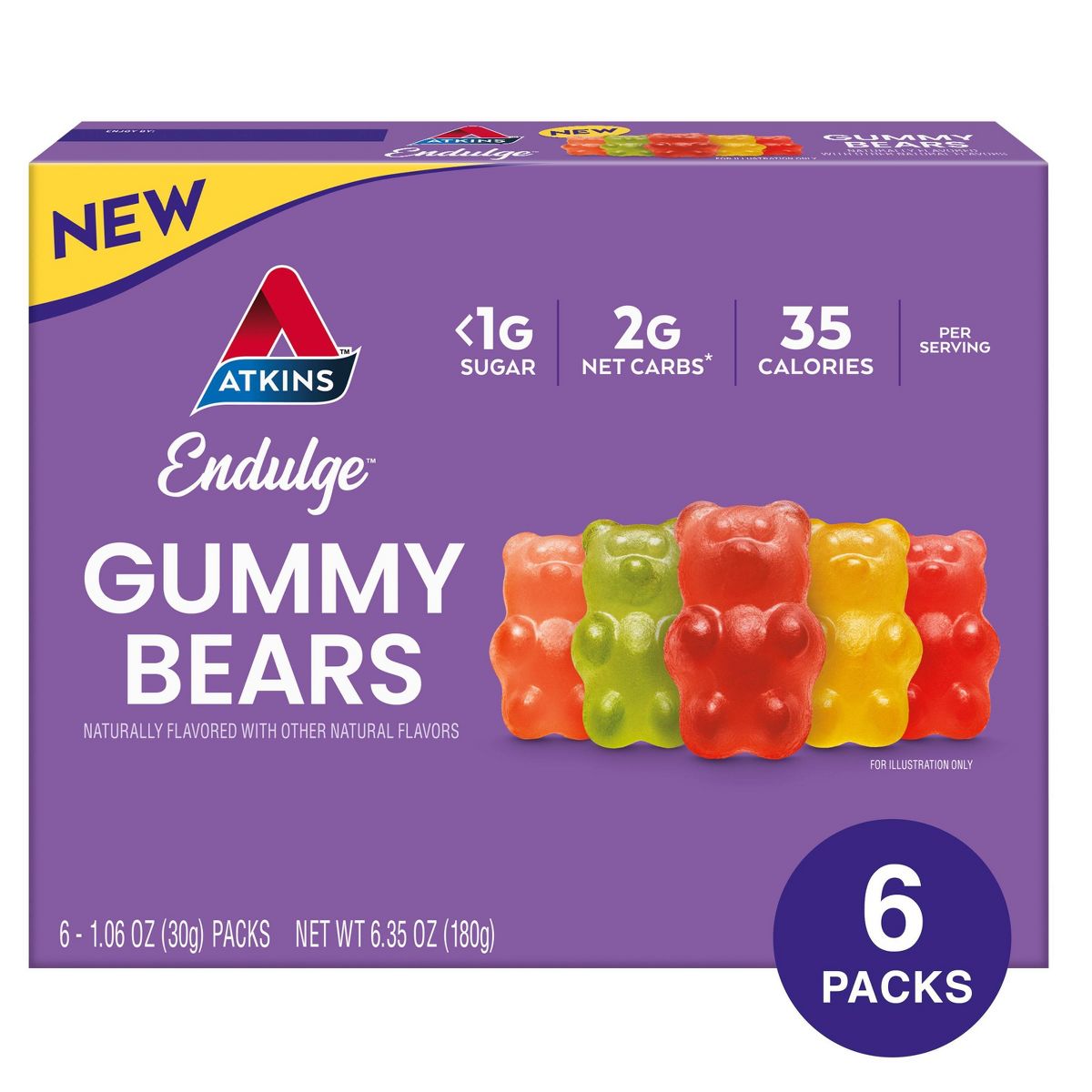 Atkins Endulge Gomitas de Oso - Sabor Dulce - 6.35 oz/6 paquetes - Imagen 2