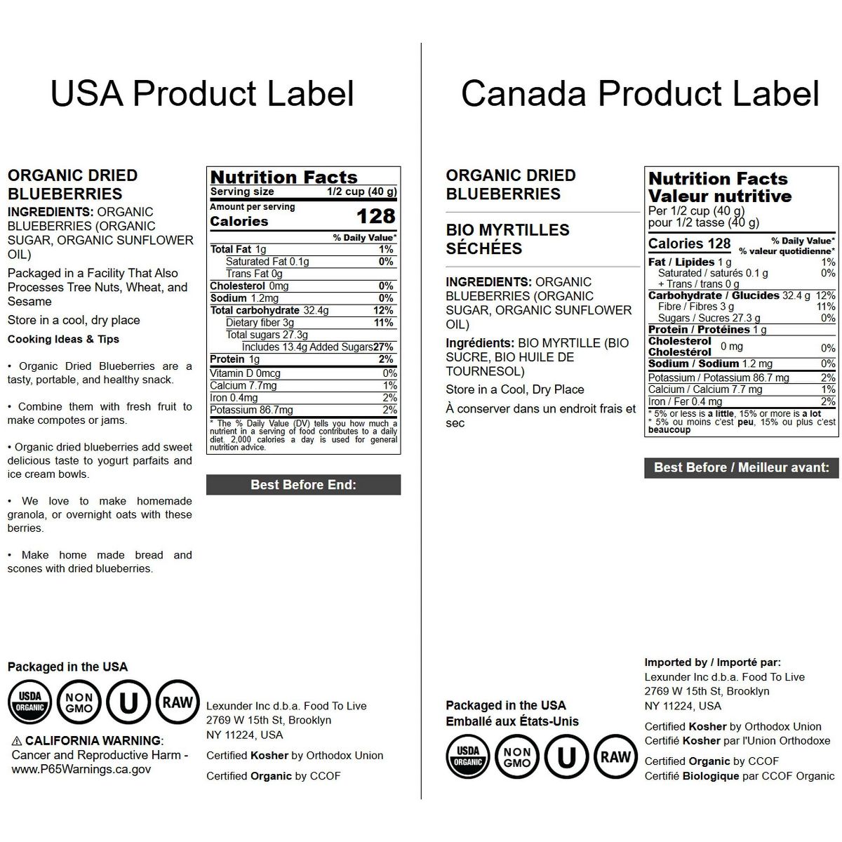 Arándanos Azules Deshidratados Orgánicos - por Food To Live - Imagen 3