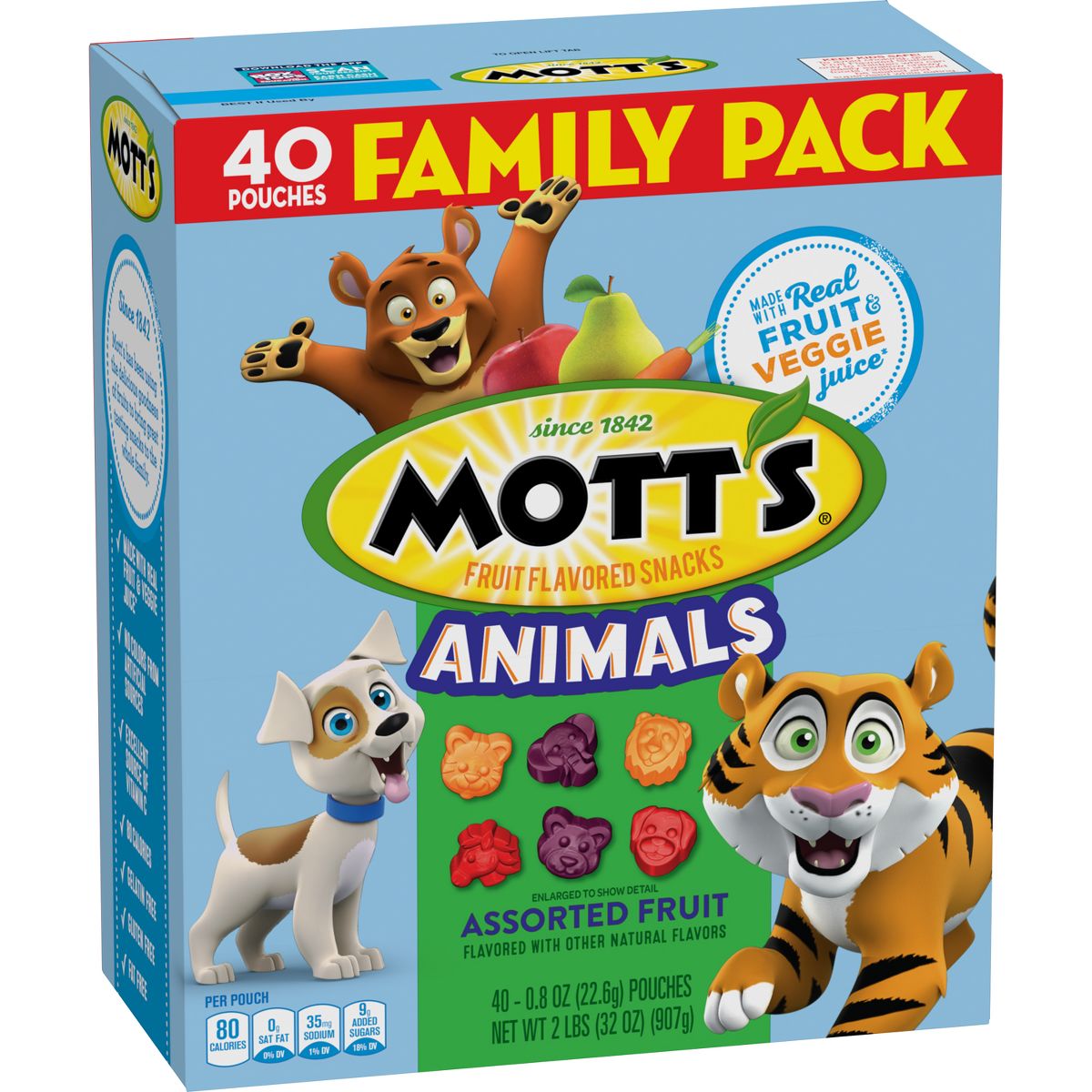 Mott's Bocadillos de Fruta Surtidos Animales - 40ct/32oz - Imagen 2