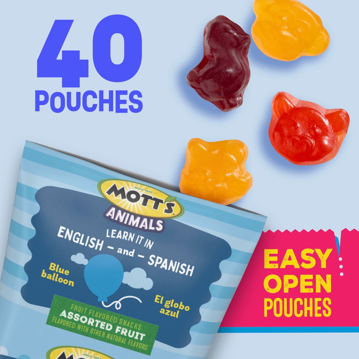 Mott's Bocadillos de Fruta Surtidos Animales - 40ct/32oz - Imagen 3