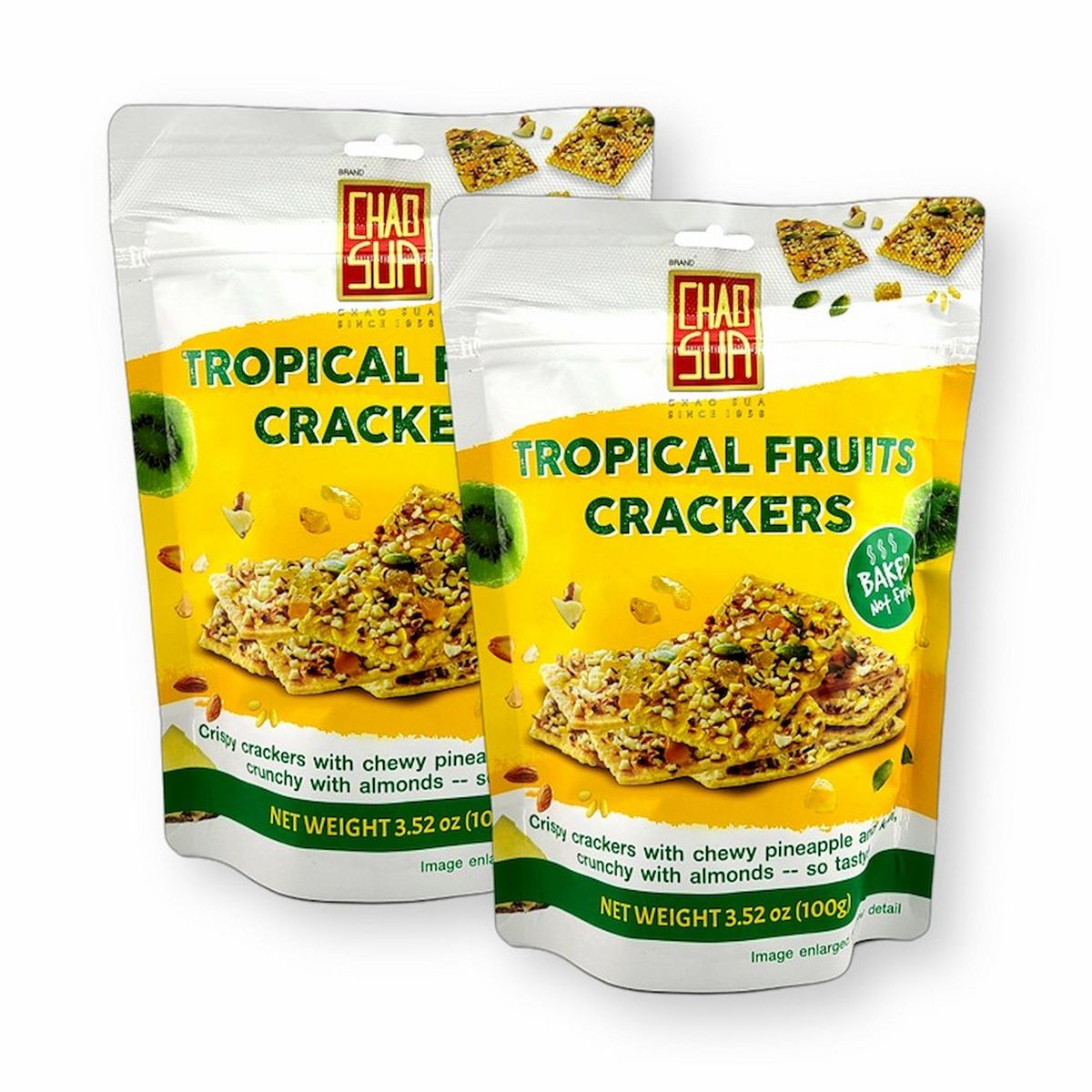 Galletas Saladas de Frutas Tropicales Chao Sua Horneadas 3.52 Oz. (Paquete de 2) - Imagen 2