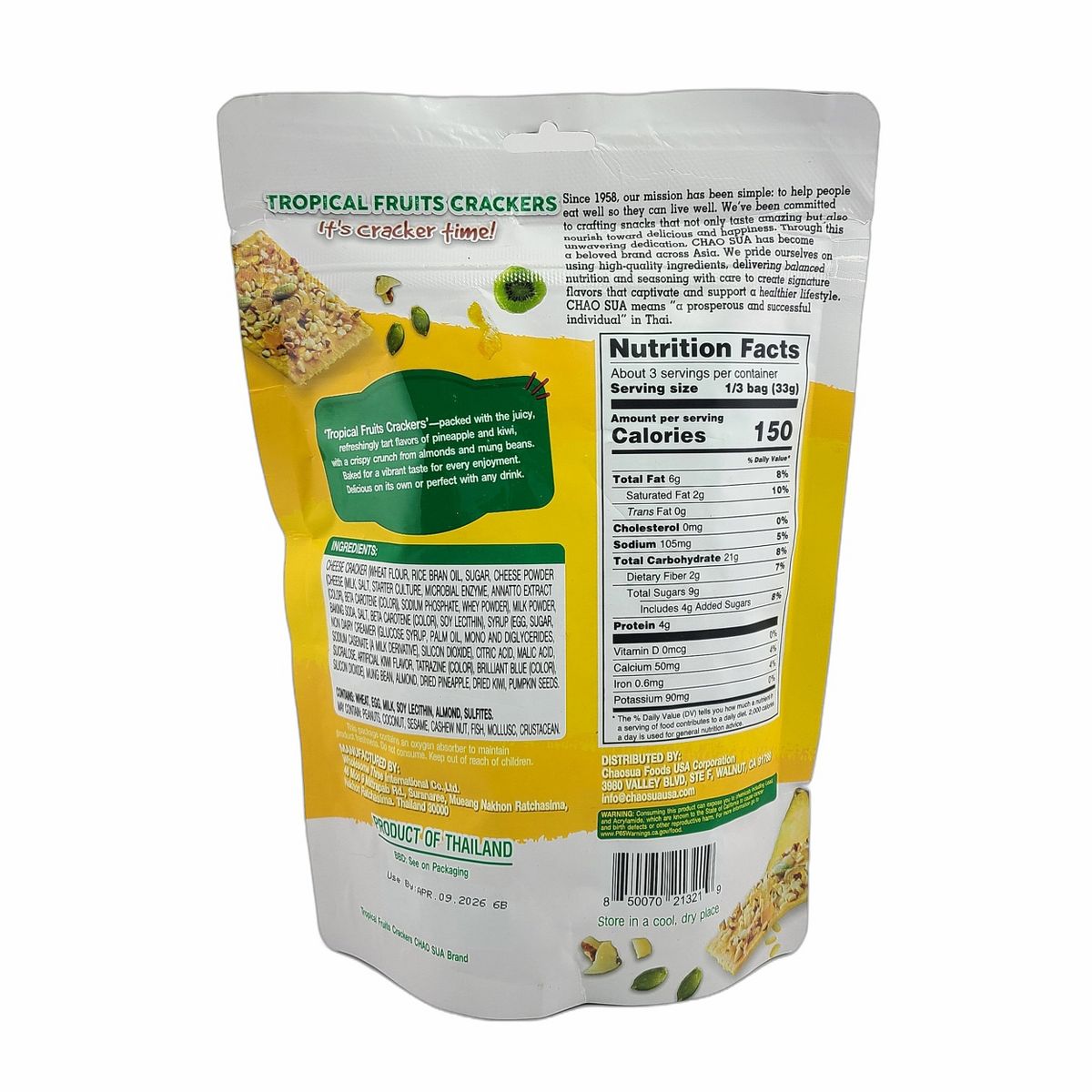 Galletas Saladas de Frutas Tropicales Chao Sua Horneadas 3.52 Oz. (Paquete de 2) - Imagen 6