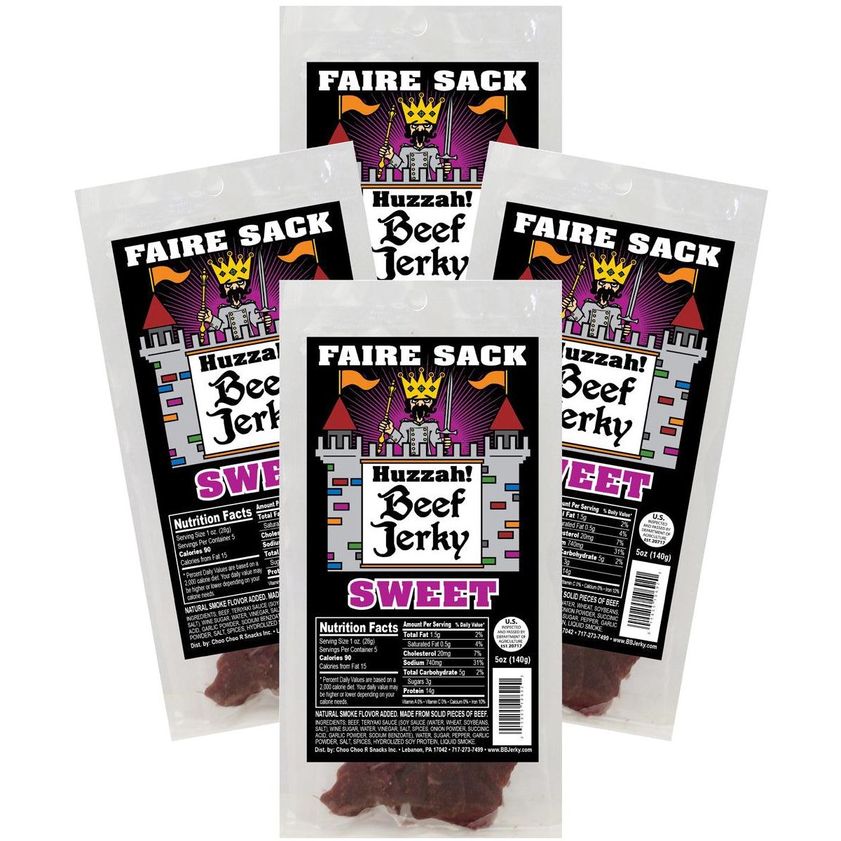 Buffalo Bills Sweet 5 oz Bolsa de Carne Seca de Res (4 paquetes de carne seca dulce)