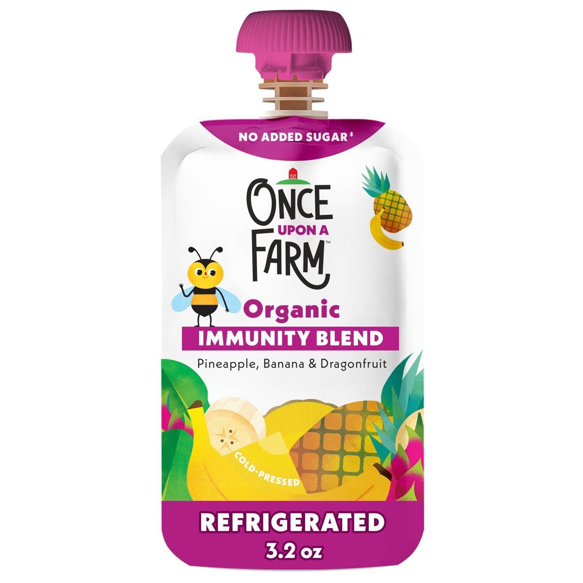 Once Upon a Farm Orgánico Piña, Plátano y Pitahaya Mezcla Inmunidad para Niños - 3.2 oz - Imagen 2