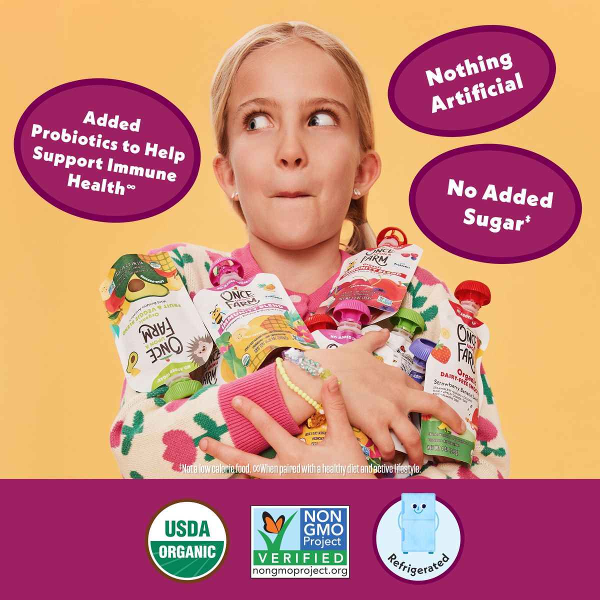 Once Upon a Farm Orgánico Piña, Plátano y Pitahaya Mezcla Inmunidad para Niños - 3.2 oz - Imagen 6
