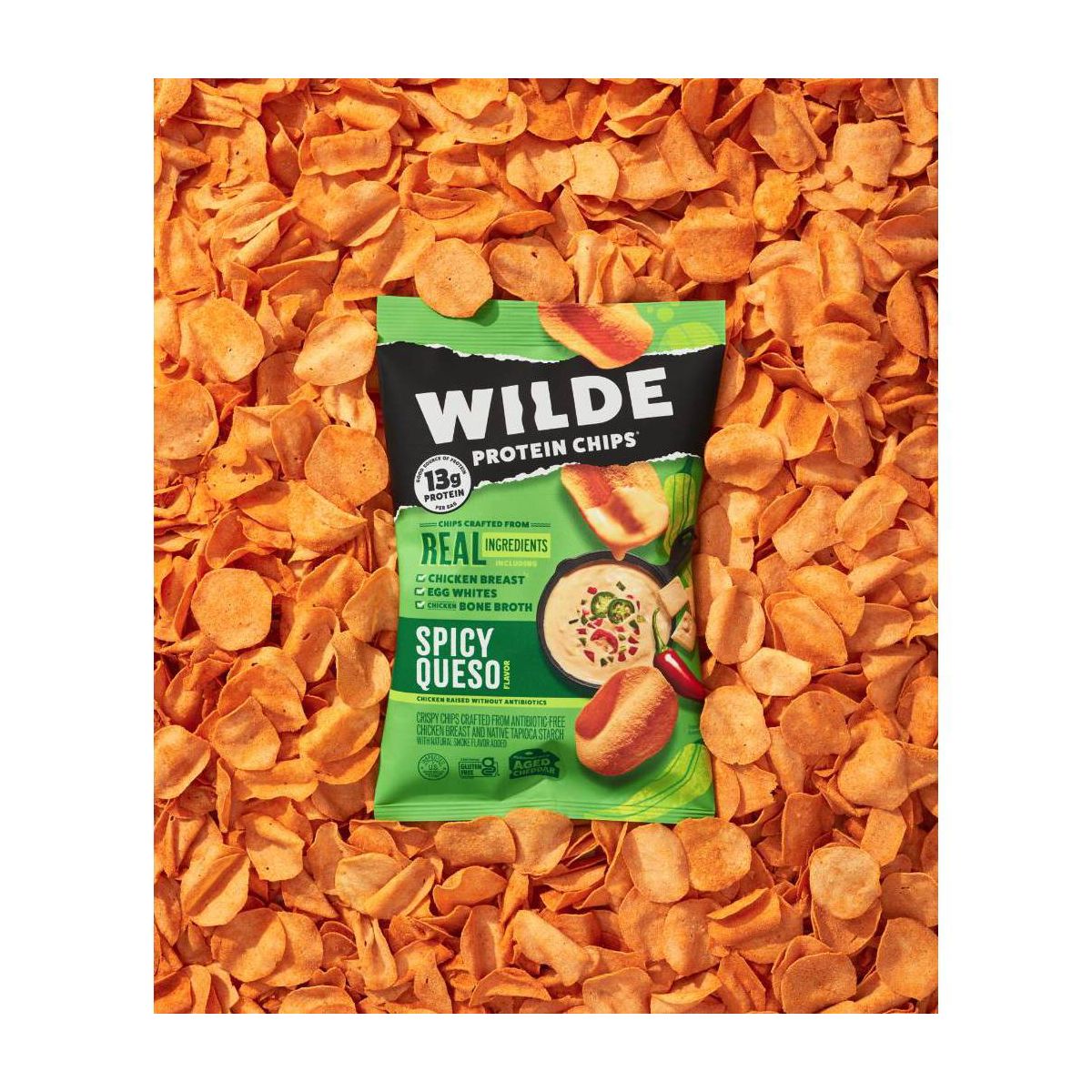 WILDE Papas con 13g de Proteína - Queso Picante - Paquete con 4 - Imagen 5