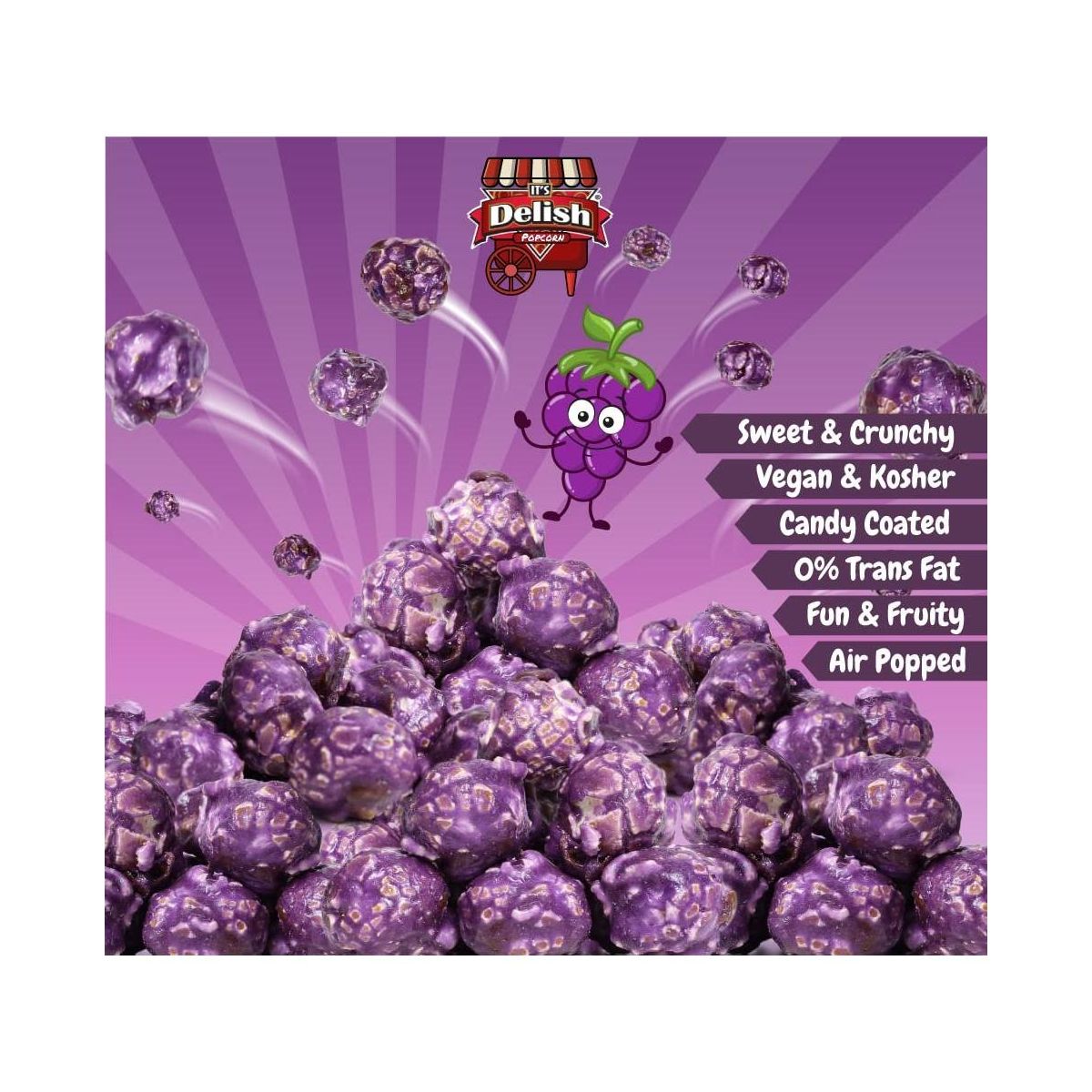 Palomitas Sabor Uva Morada de It's Delish, Contenedor Jumbo de 16 Oz - Imagen 5