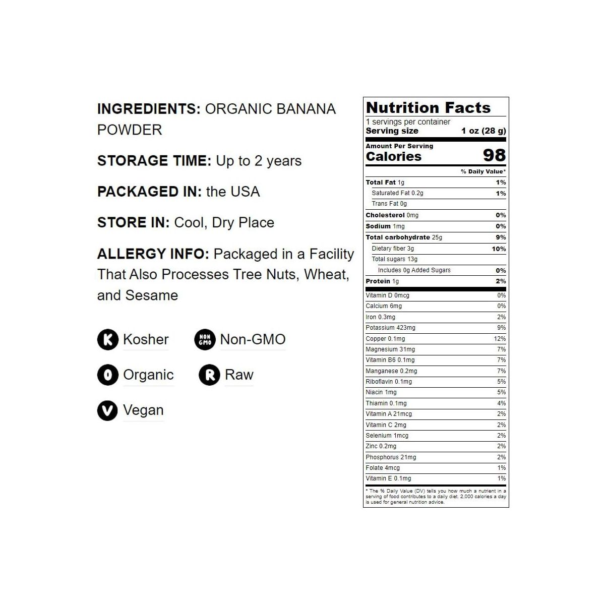 Polvo de Plátano Maduro Orgánico - Harina de Fruta Entera Cruda, No Transgénica, Sin Endulzar, Sin Sulfitos, Vegana, Kosher, a Granel - Imagen 5