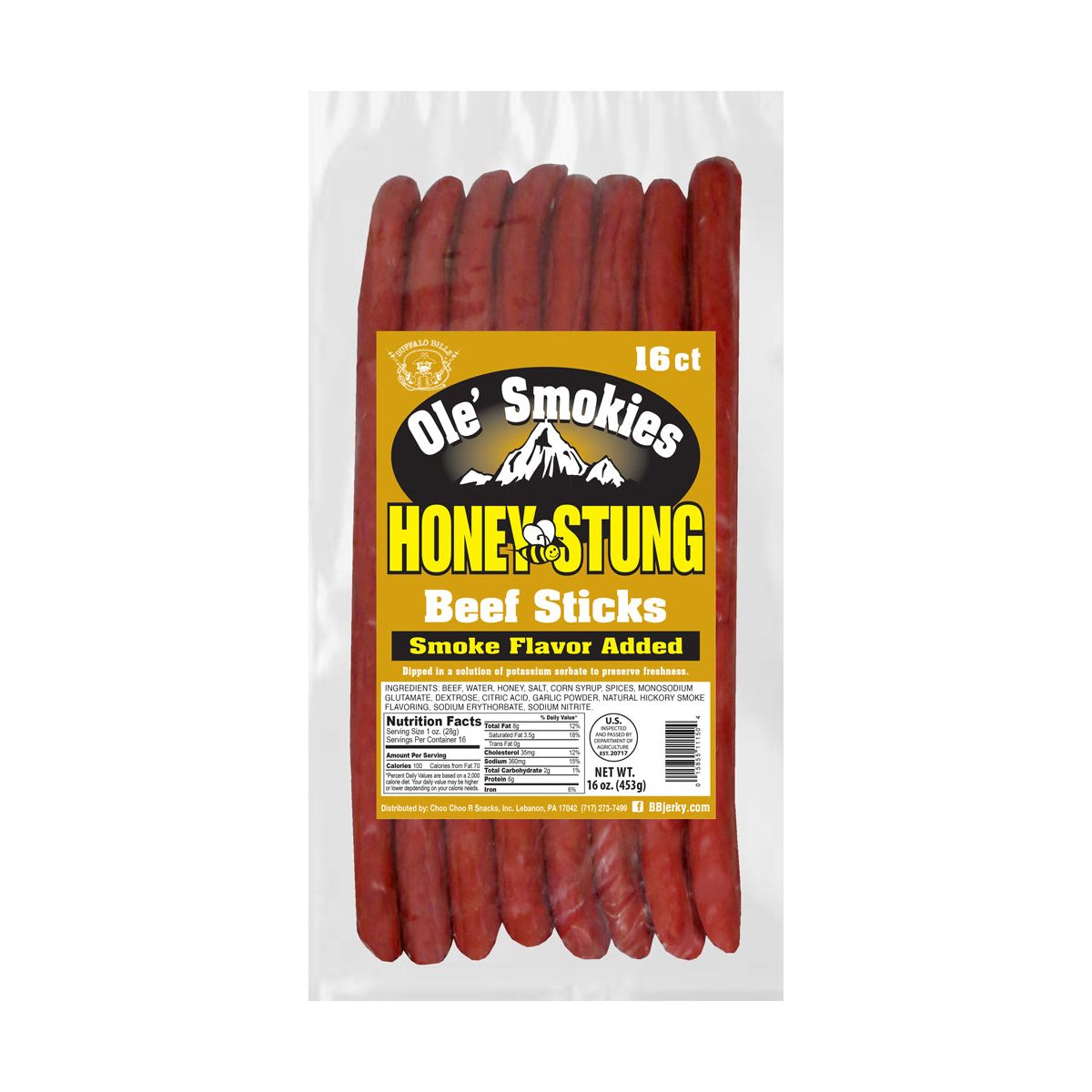 Salchichas de Res Ole' Smokies Sabor Miel Buffalo Bills 16 piezas a Granel de 9 Pulgadas (dos bolsas de 1 lb) - Imagen 3
