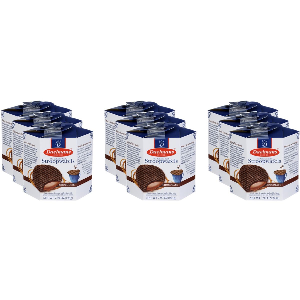 Galleta Stroopwafel Daelmans de Chocolate y Caramelo, Caja Hexagonal - Paquete de 9 - 7.9 oz - Imagen 2