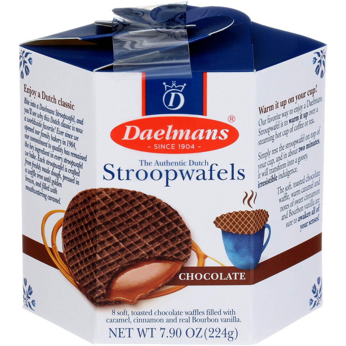 Galleta Stroopwafel Daelmans de Chocolate y Caramelo, Caja Hexagonal - Paquete de 9 - 7.9 oz - Imagen 3