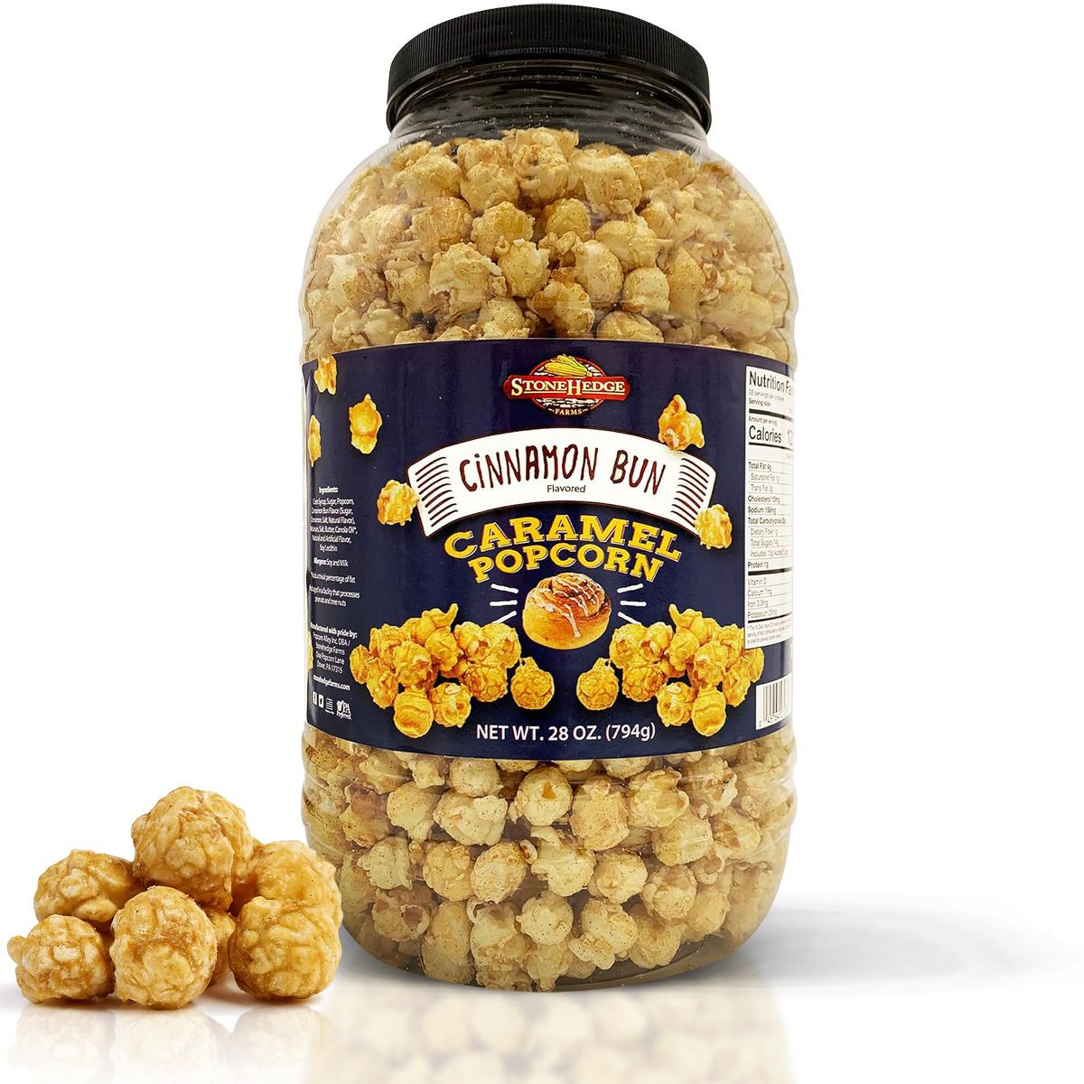 Palomitas Stonehedge Farms Sabor a Rollo de Canela | Tarrina Grande 28 oz | Ideal para Fiestas y Navidad - Imagen 2