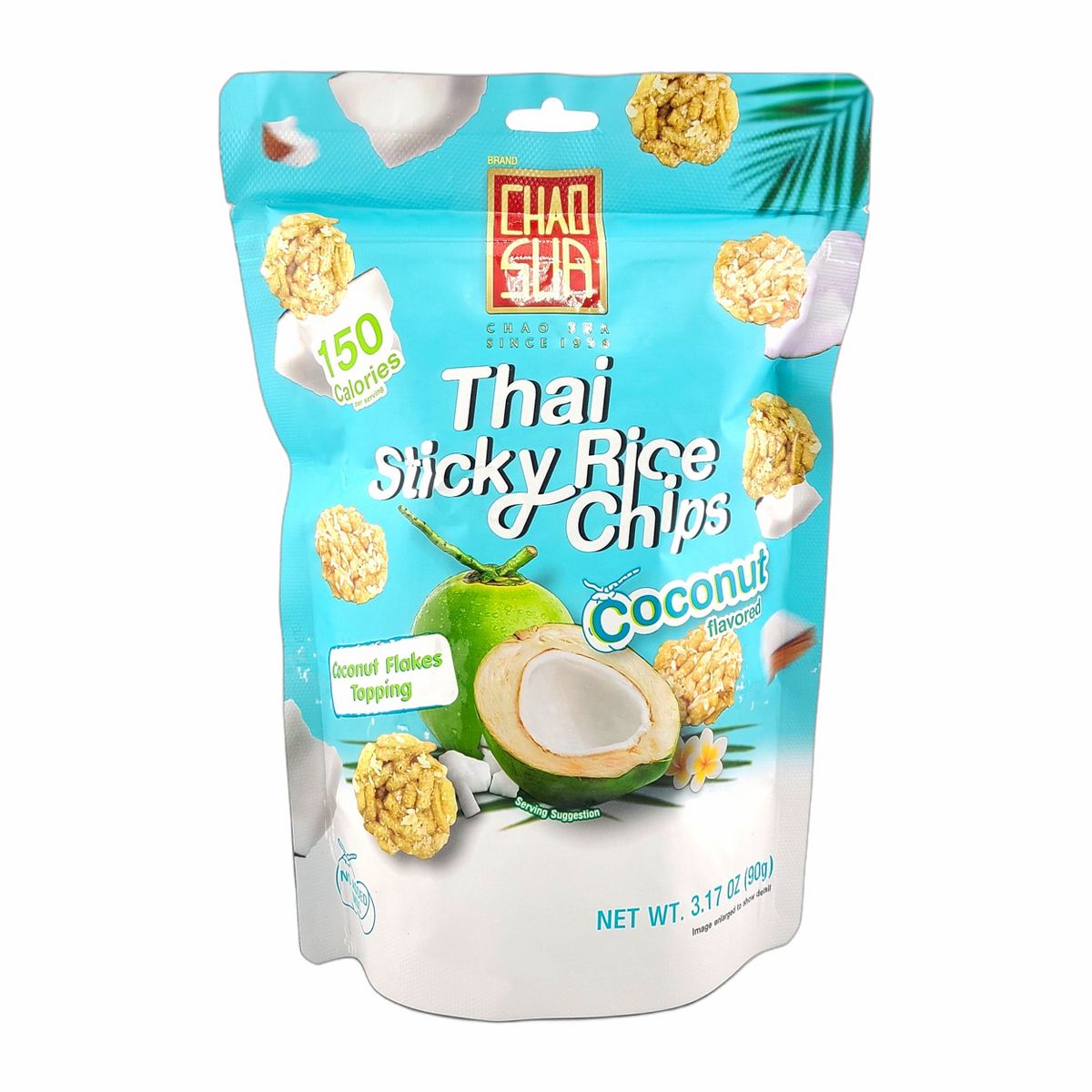 Chao Sua Thai Sticky Rice Chips Sabor Coco 3.17 Oz. (Paquete de 2) - Imagen 3