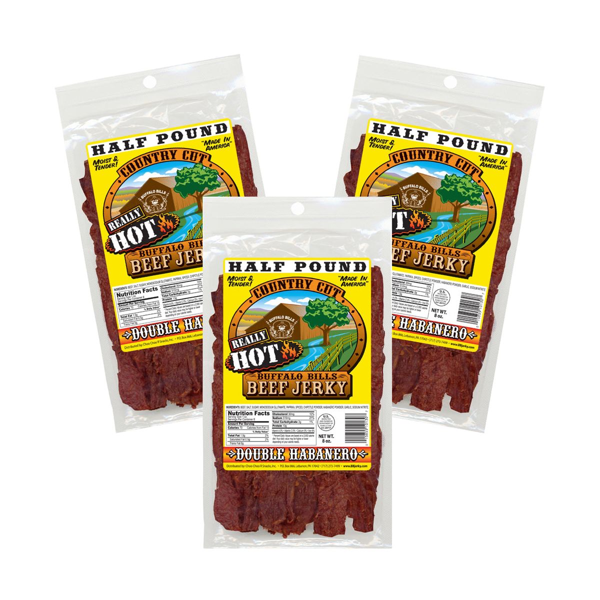 Buffalo Bills 8 oz Carne Seca Country Cut Doble Habanero - Paquete de Tres 8 oz - Imagen 2