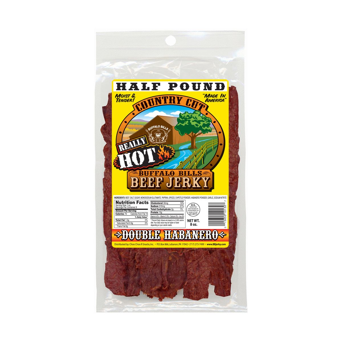 Buffalo Bills 8 oz Carne Seca Country Cut Doble Habanero - Paquete de Tres 8 oz - Imagen 3