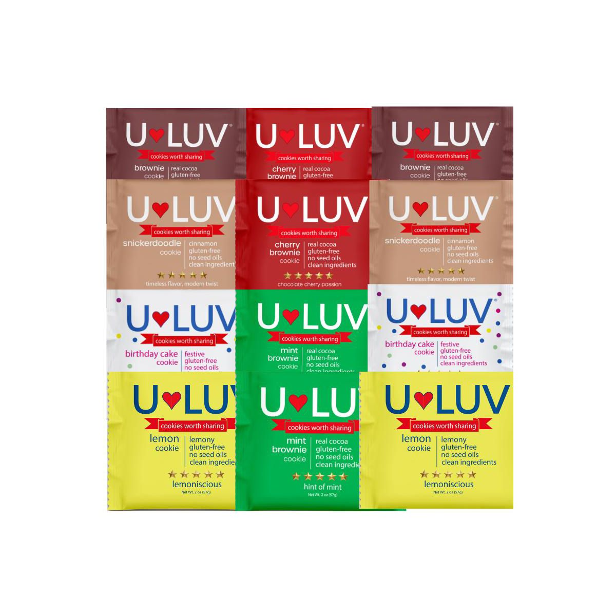 Galletas Variedad U-LUV Foods, Paquete de 12