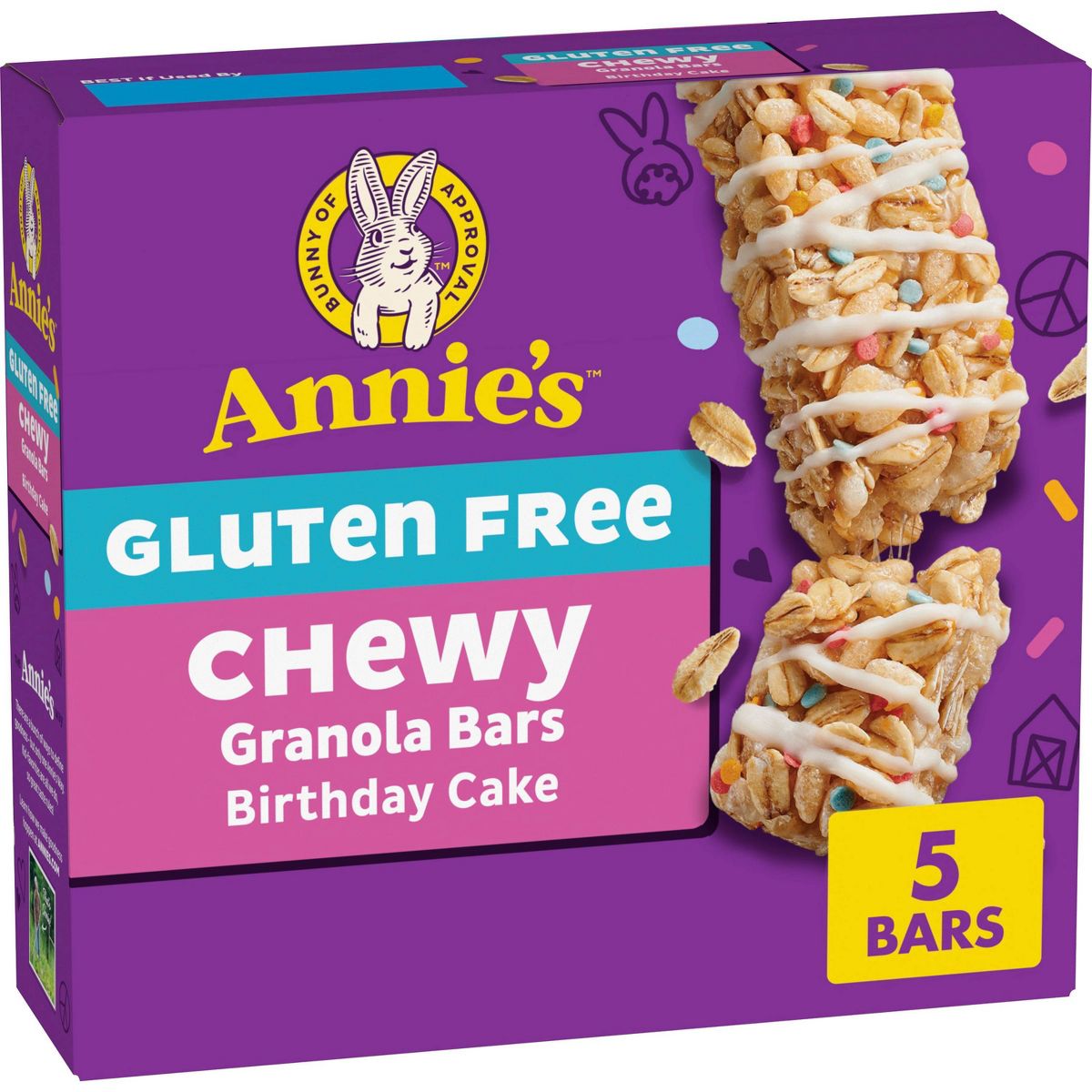 Annie's Barras de Granola Masticables Sin Gluten Sabor Pastel de Cumpleaños - Paquete de 5 - Imagen 2