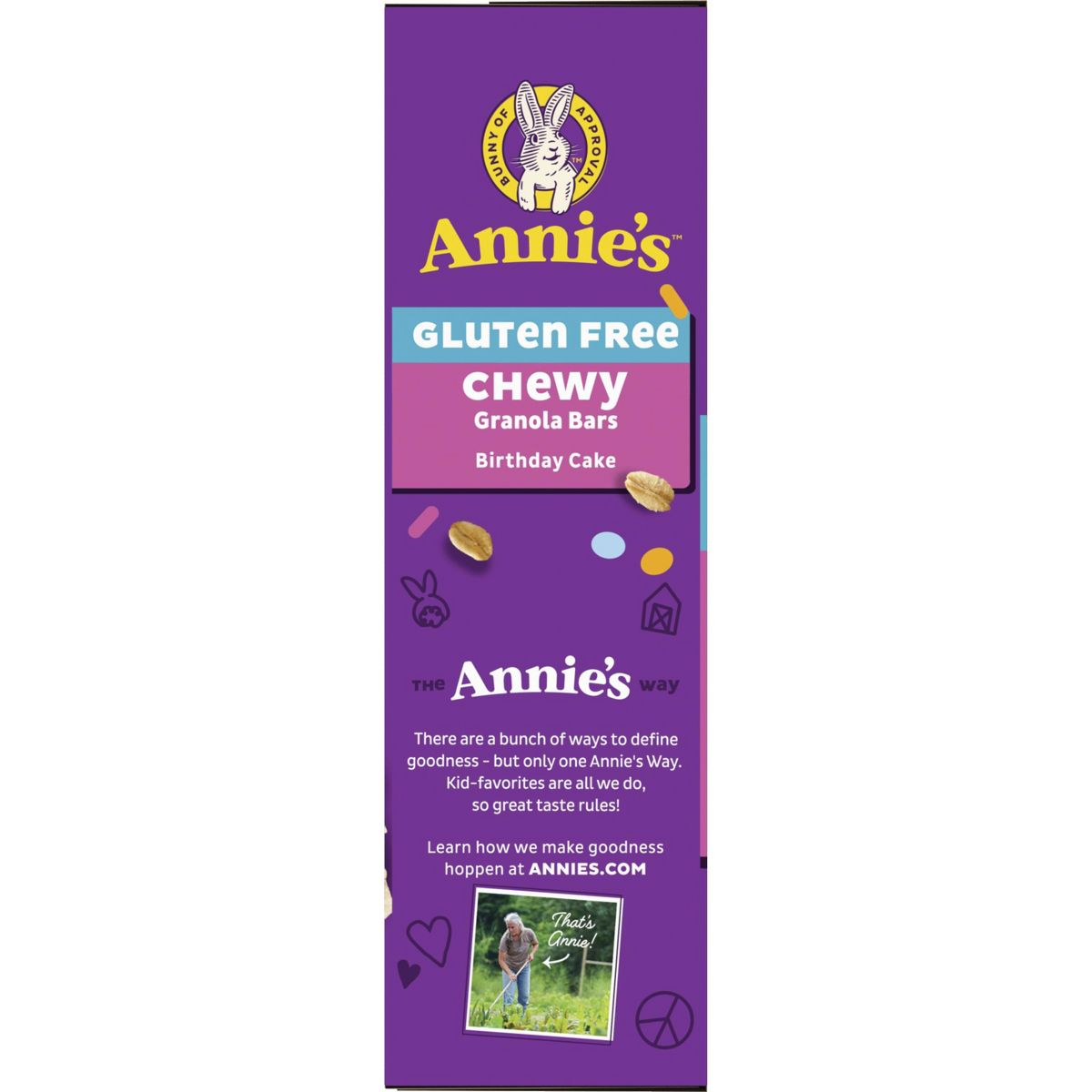 Annie's Barras de Granola Masticables Sin Gluten Sabor Pastel de Cumpleaños - Paquete de 5 - Imagen 6