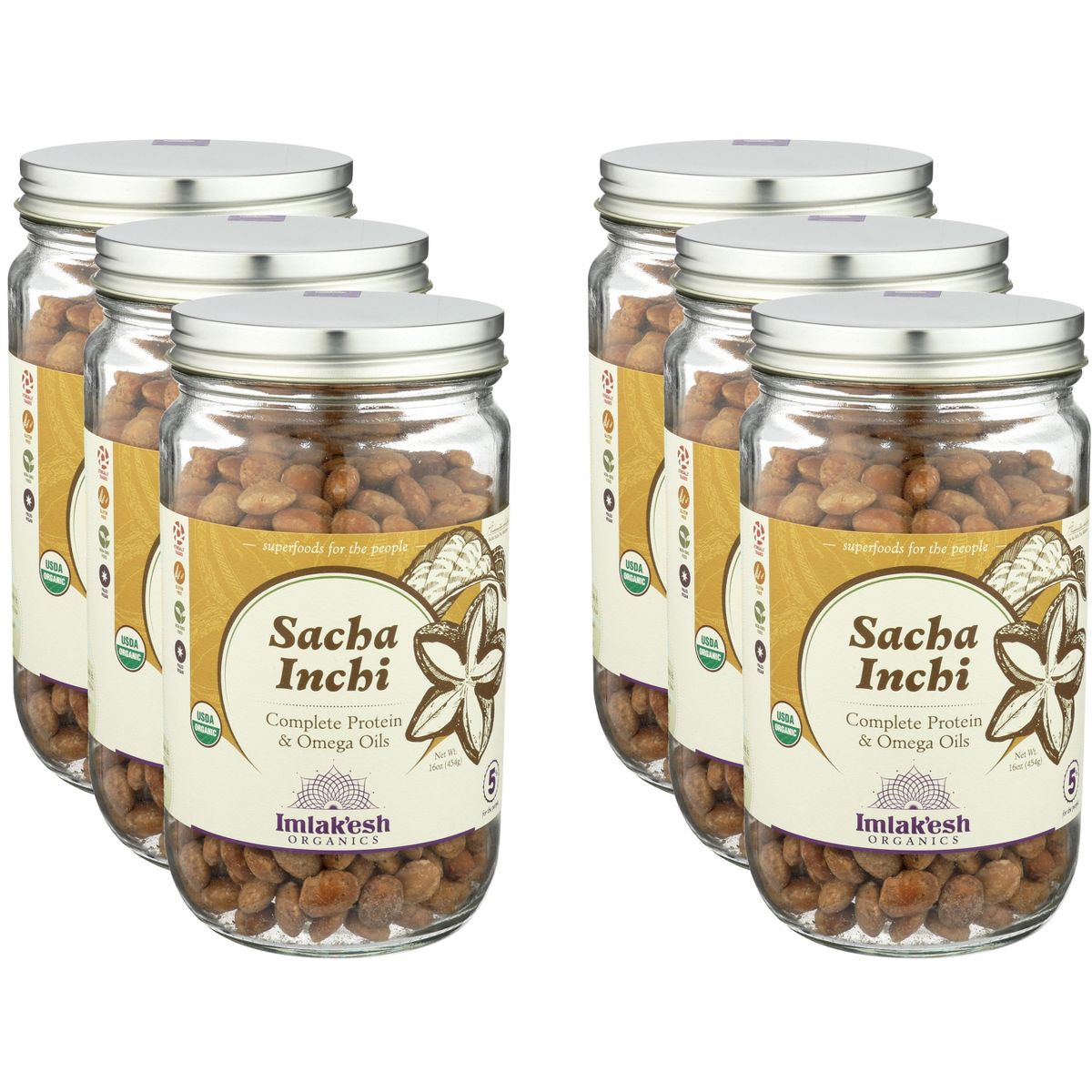 Semillas de Sacha Inchi Orgánicas Imlak'esh Wild Hrv - Caja con 6 - 16 oz
