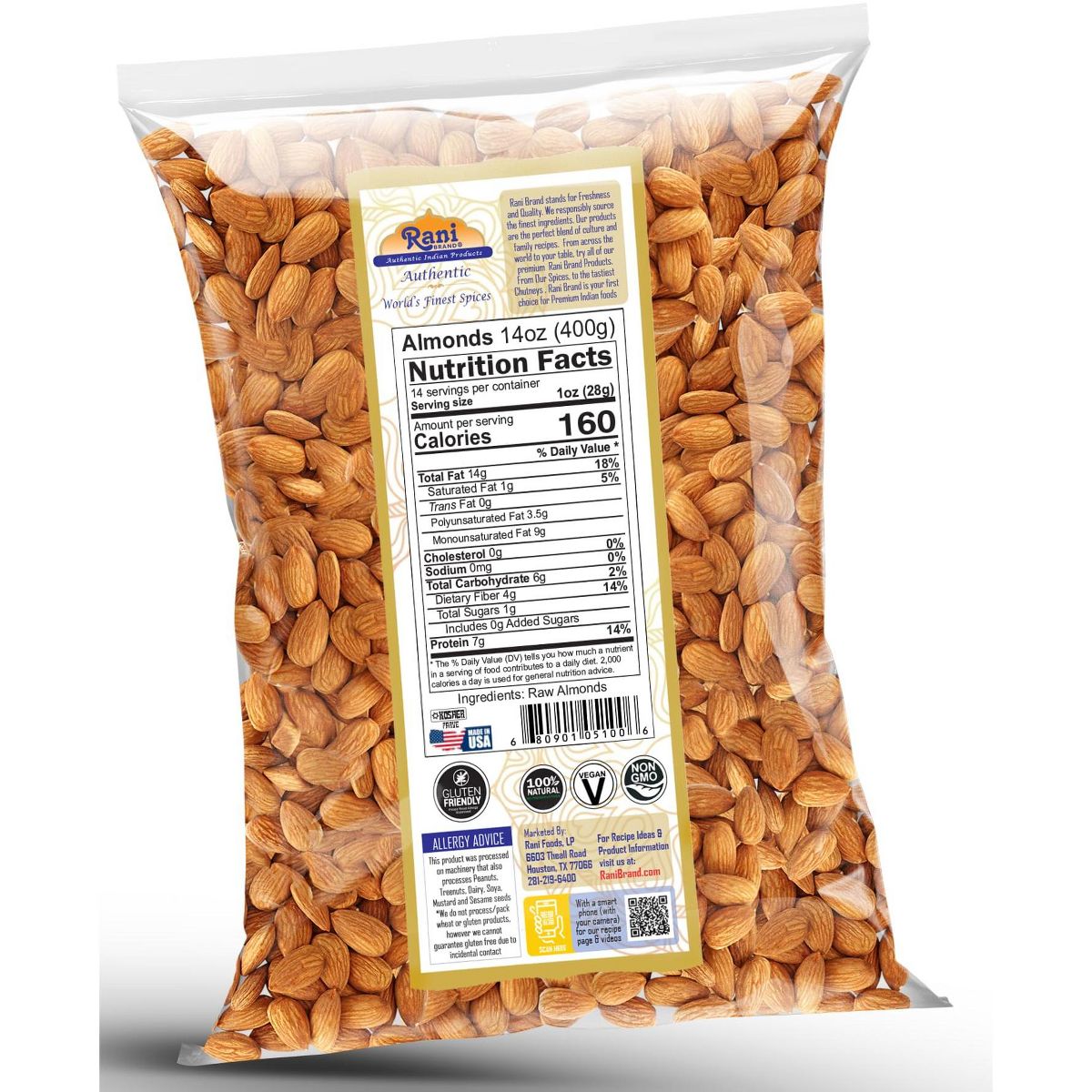 Rani Brand Authentic Indian Foods - Almendras, Crudas Enteras Con Cáscara - Imagen 5