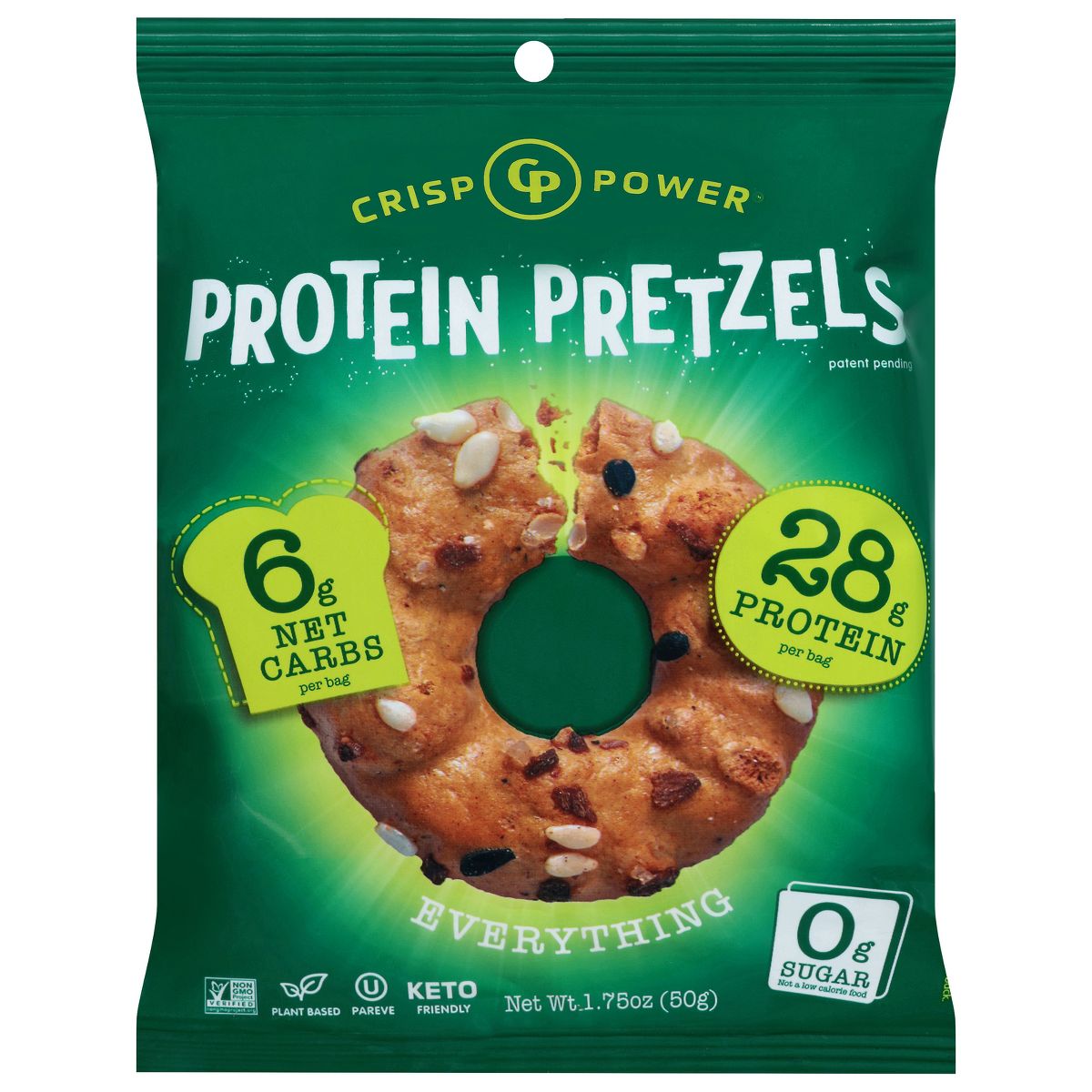 Crisp Power - Pretzels Proteicos Sabor a Todo - Caja de 6-1.75 OZ