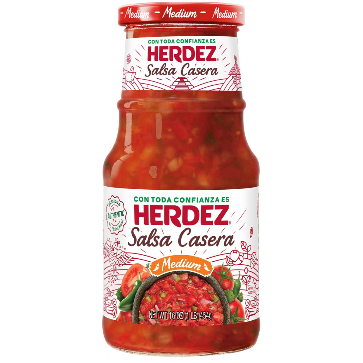 Herdez Casera Salsa Mediana 16 oz