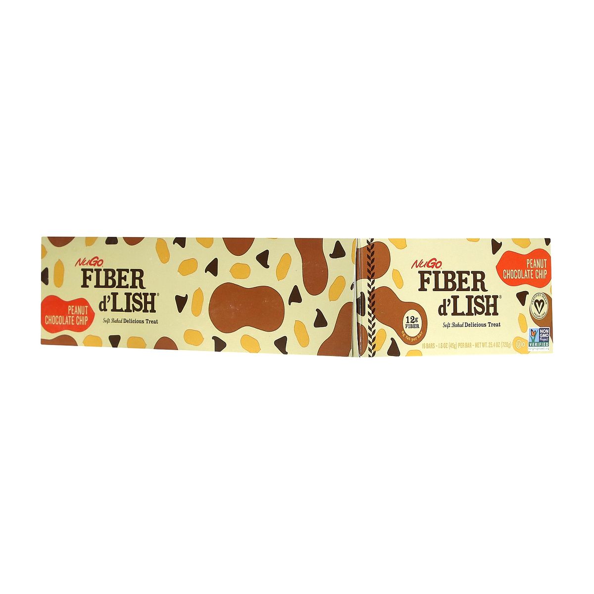 NuGO Fiber d'Lish Peanut Chocolate Chip, 12g Alto en Fibra, Vegano, 160 Calorías, Paquete con 16 Piezas - Imagen 6
