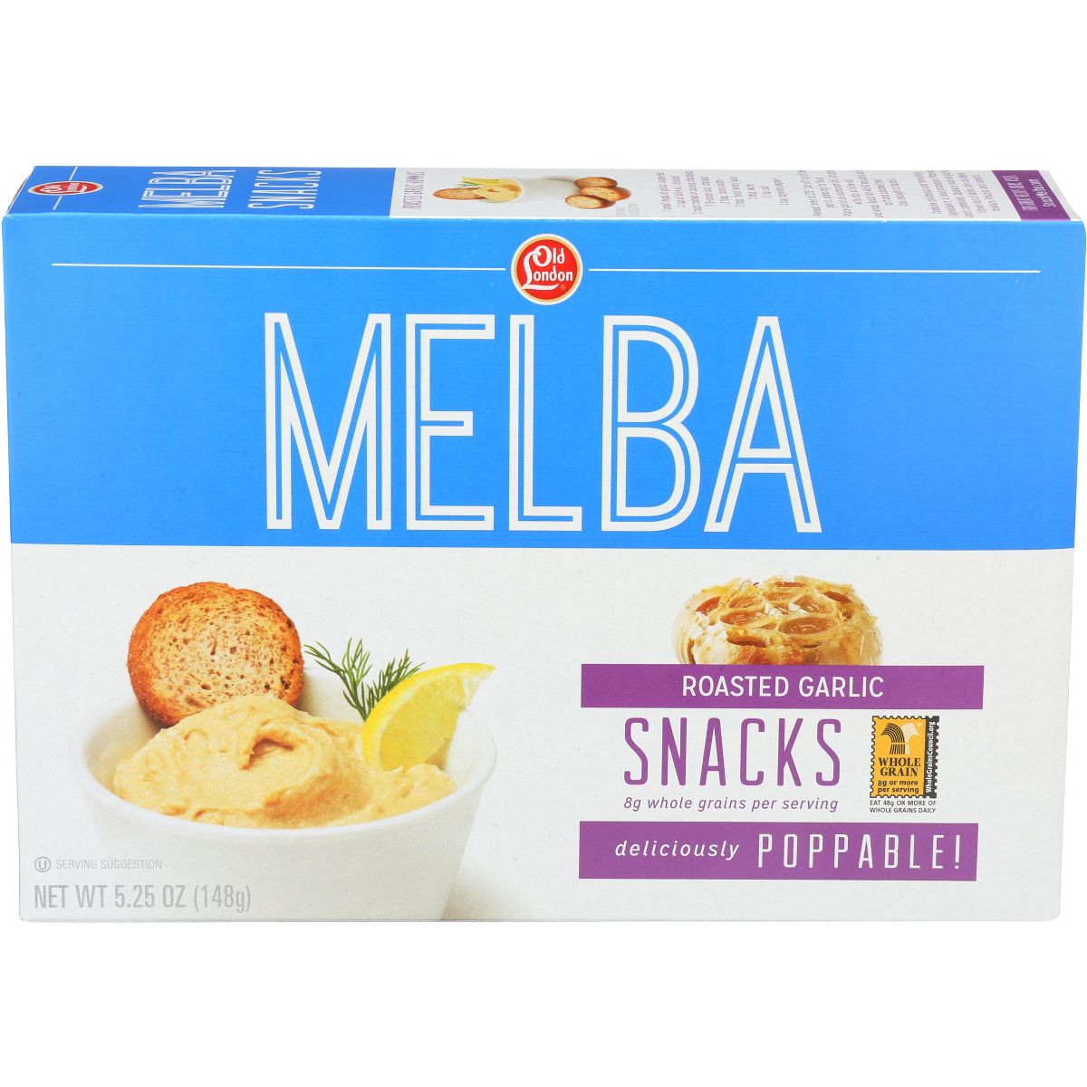 Old London Melba Snack Ajo Rostizado - Caja de 12 - 5.25 oz - Imagen 3