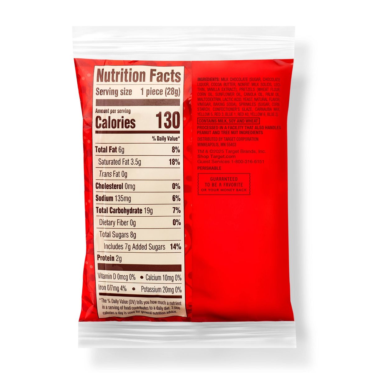 Pretzel de Chocolate con Leche Navideño, con Chispitas Rojas y Verdes - 1 oz - Favorite Day™ - Imagen 3