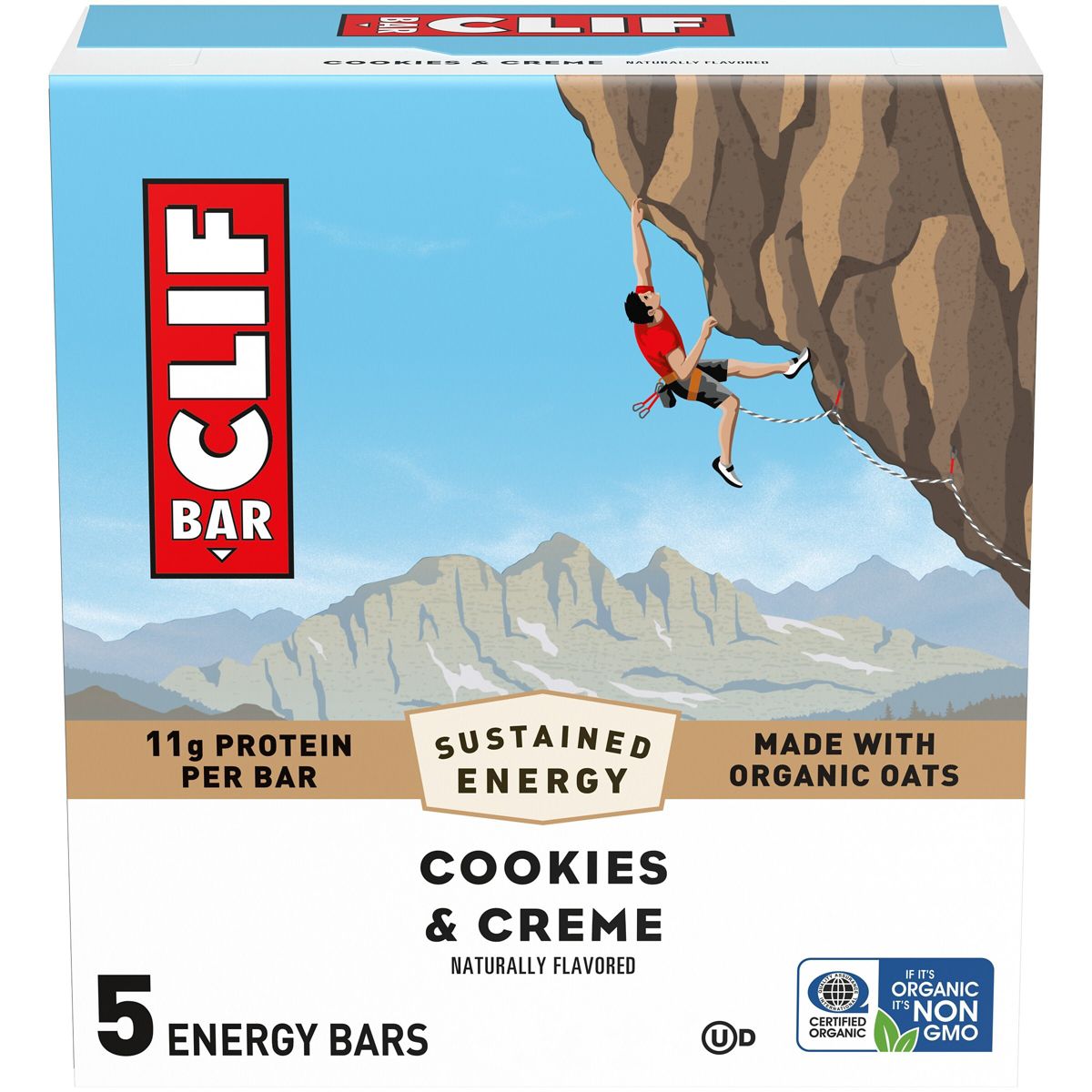 CLIF Bar Cookies & Creme Barritas de Granola a Base de Plantas con Proteína de Soya, Hechas con Avena Orgánica - 11g de Proteína - 12 oz / 5 ct - Imagen 2
